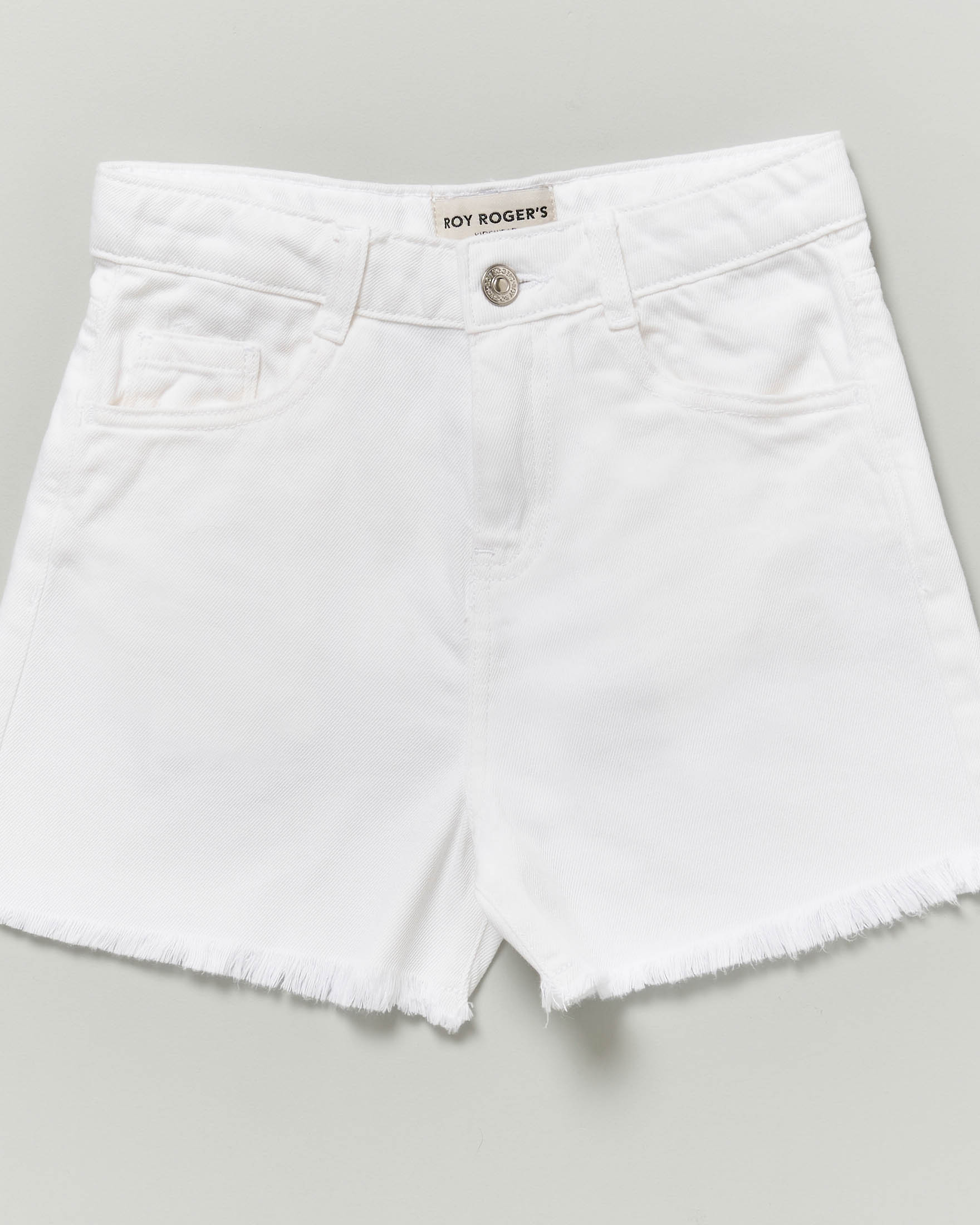 Short bianco Roy Roger's in denim sfrangiato image