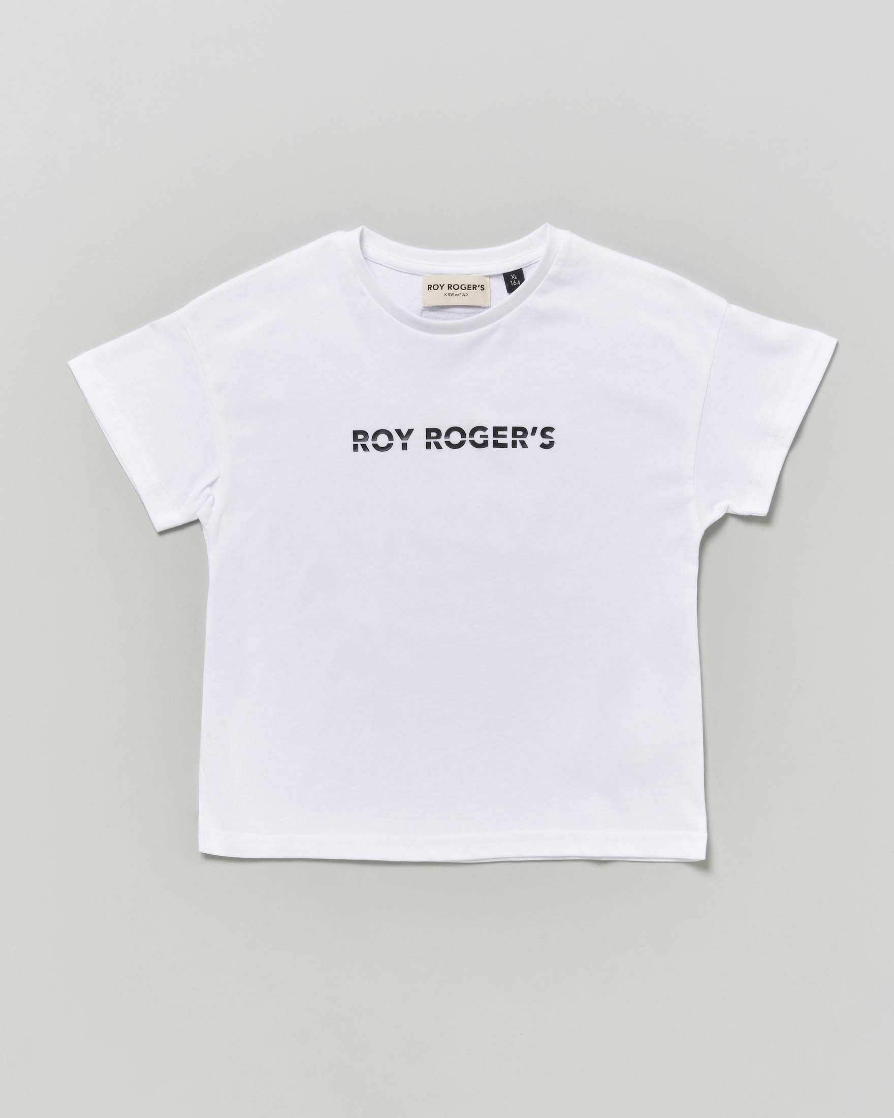 T-shirt Roy Roger's bianca in puro cotone con scritta logo nera