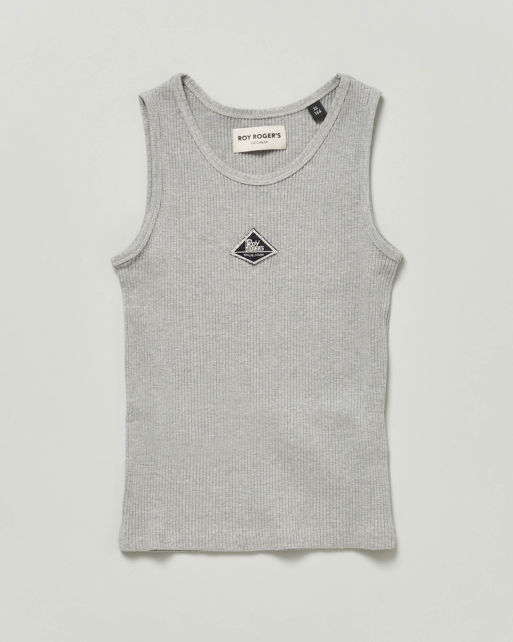 Canotta grigio Roy Roger's a costine in cotone stretch con patch logo