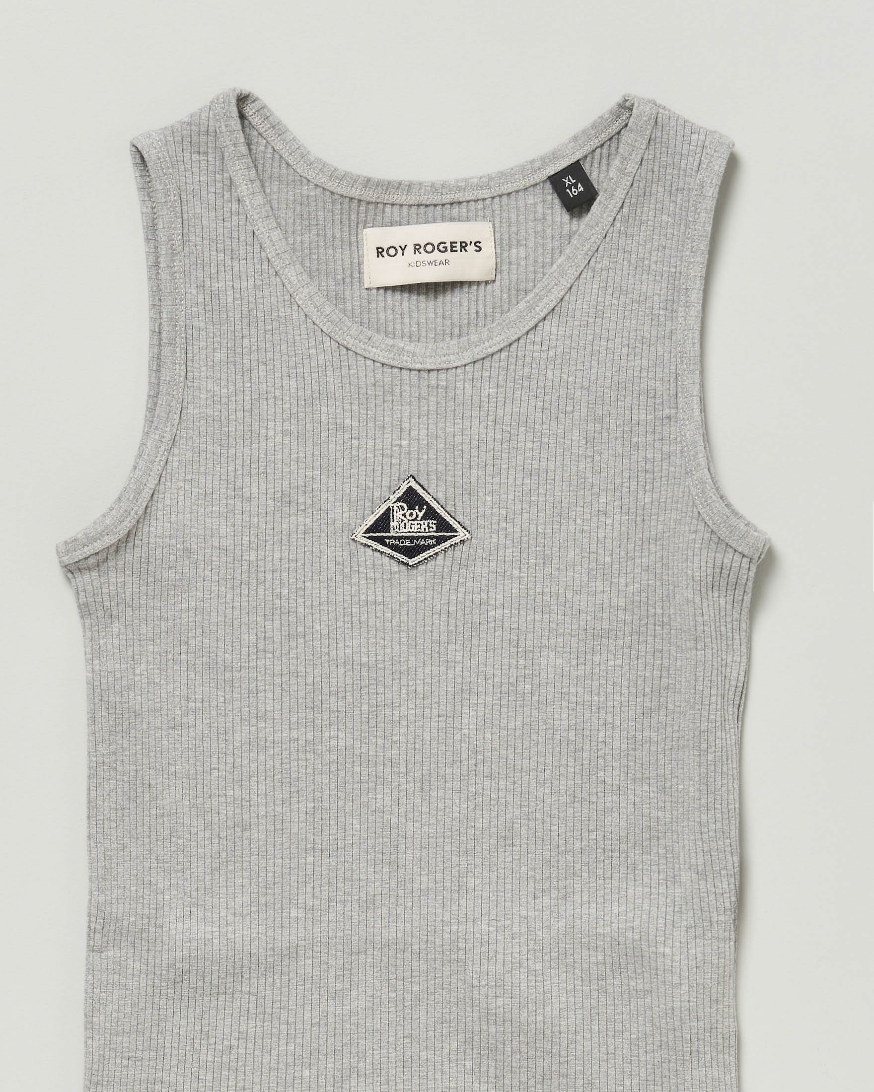 Canotta grigio Roy Roger's a costine in cotone stretch con patch logo image