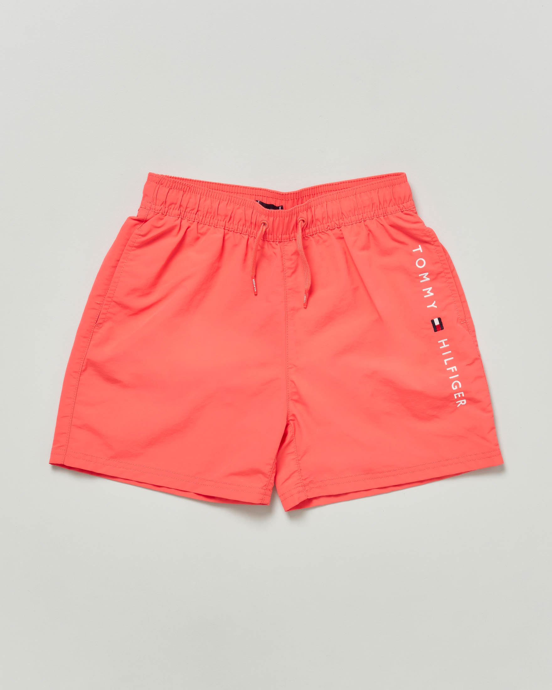 Boxer mare Tommy Hilfiger color corallo con coulisse in vita e logo bianco