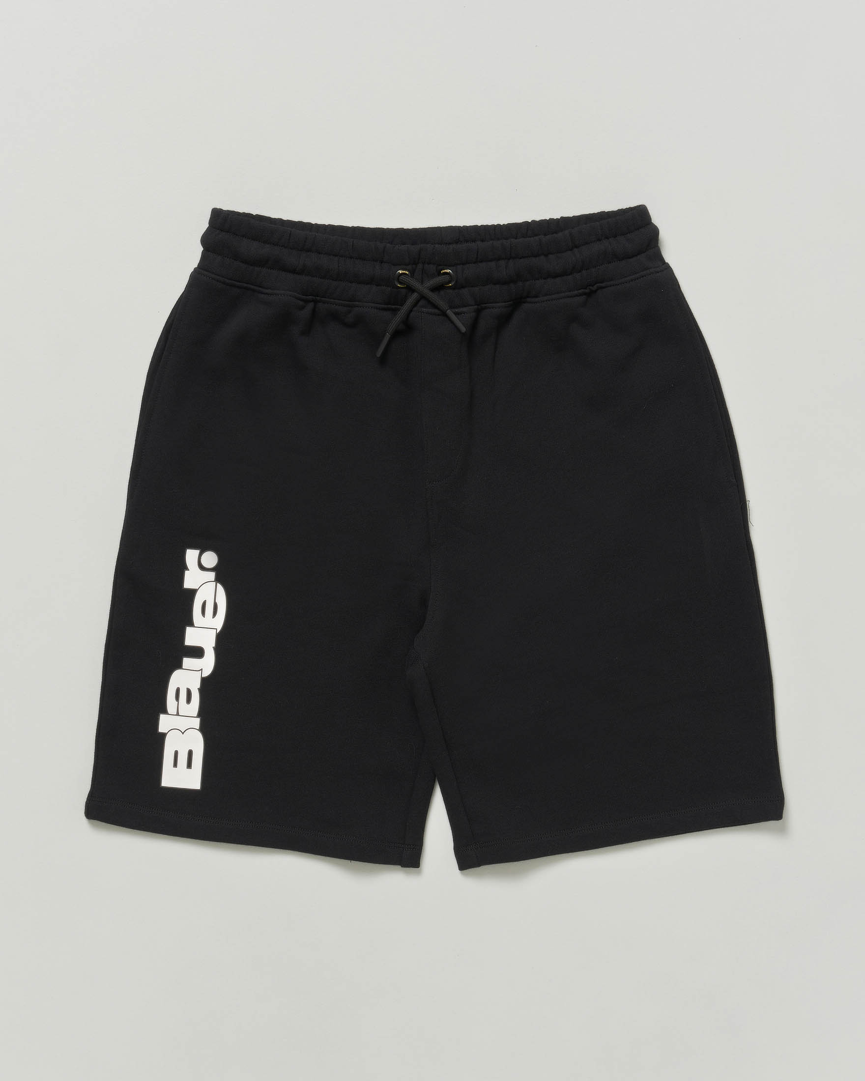 Bermuda nero in felpa di puro cotone con logo bianco