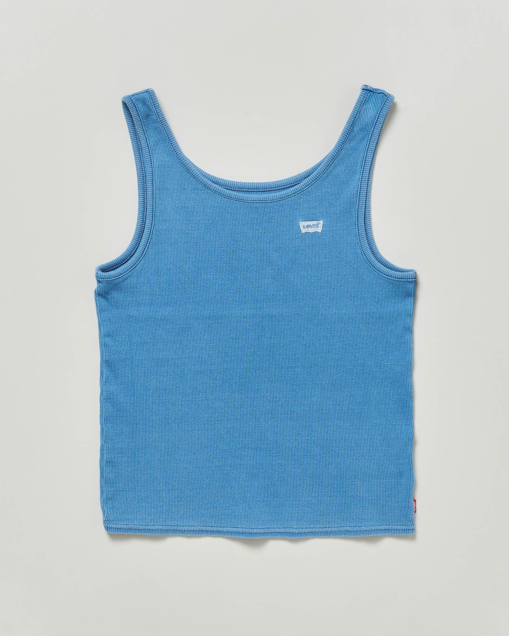 Canotta Levi's effetto denim in puro cotone a costine con mini logo bianco