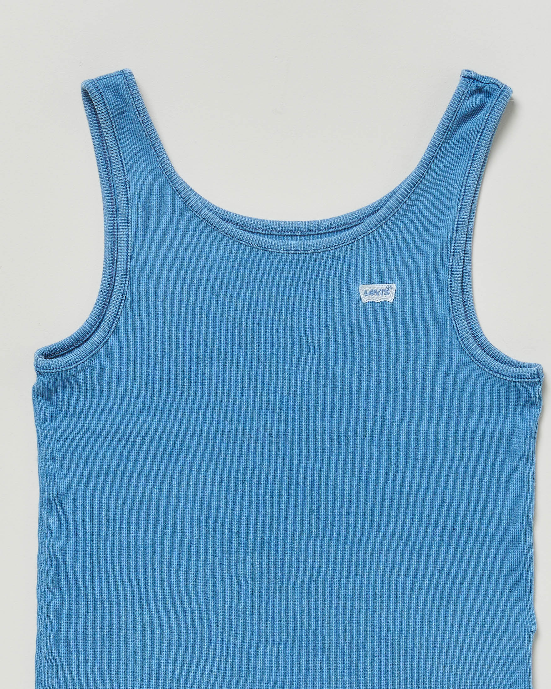 Canotta Levi's effetto denim in puro cotone a costine con mini logo bianco image