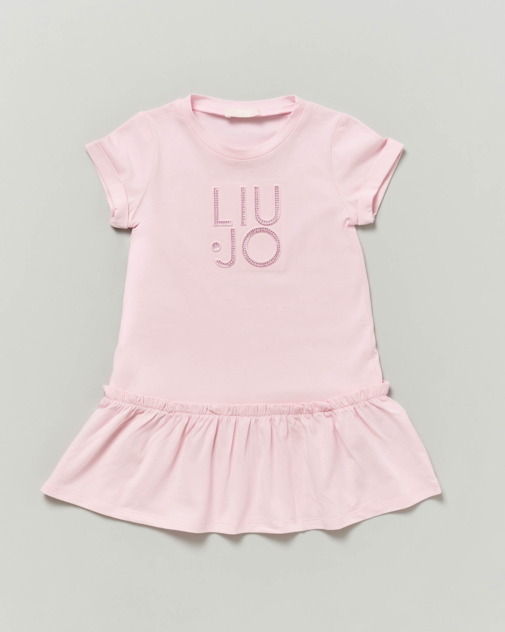 Abito Liu Jo rosa in cotone stretch con logo strass