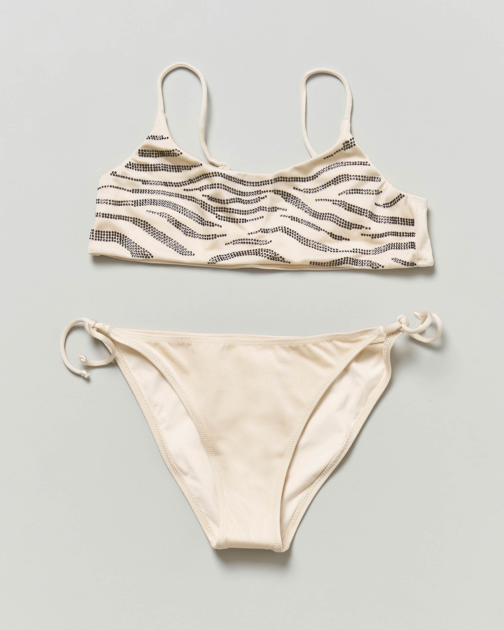 Bikini Jaiden color panna a bralette MC2 Saint Barth zebrato con strass