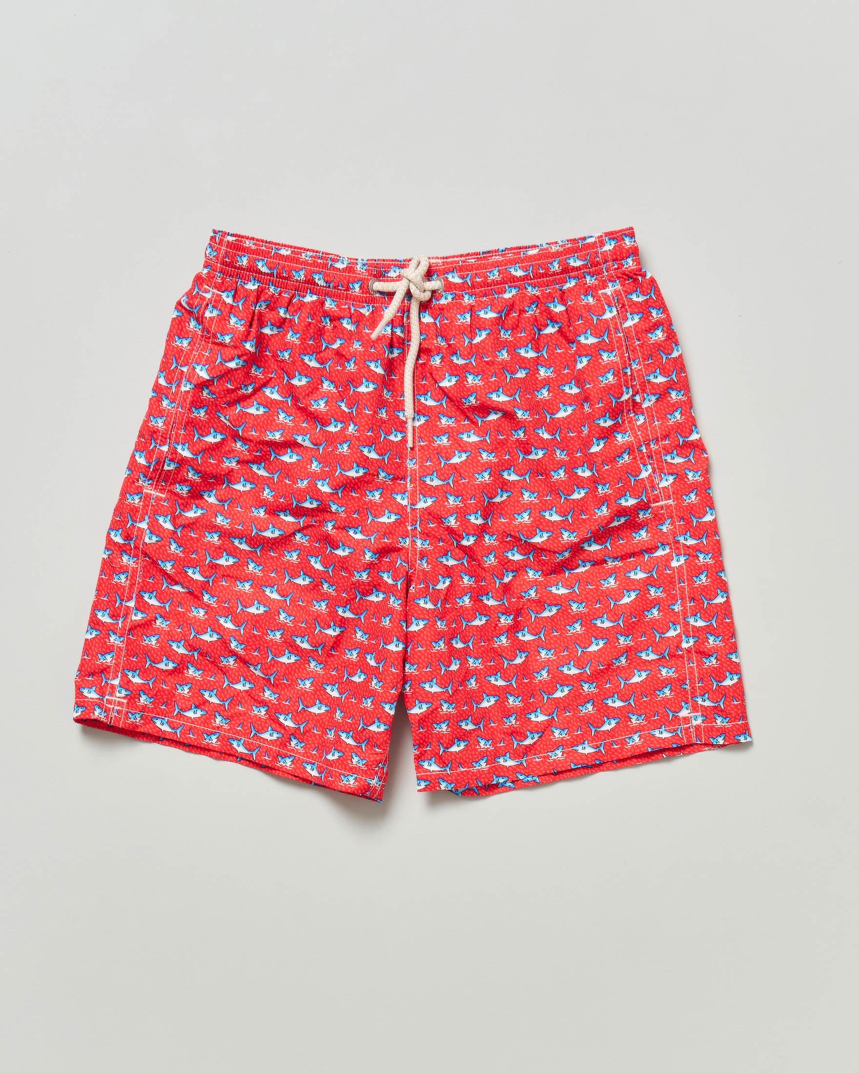 Boxer mare rosso con fantasia squali all over