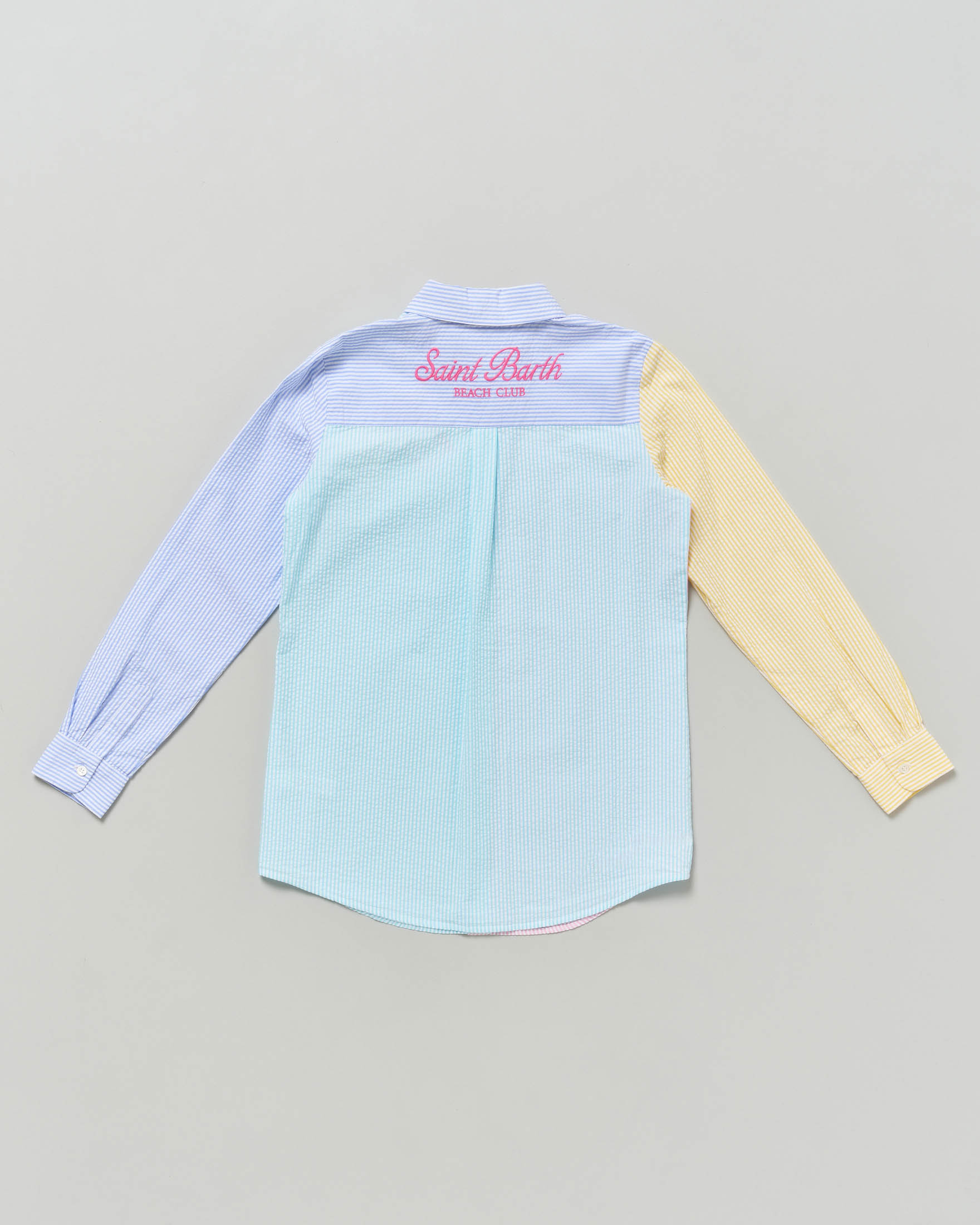 Camicia color block MC2 Saint Barth in puro cotone a righe image