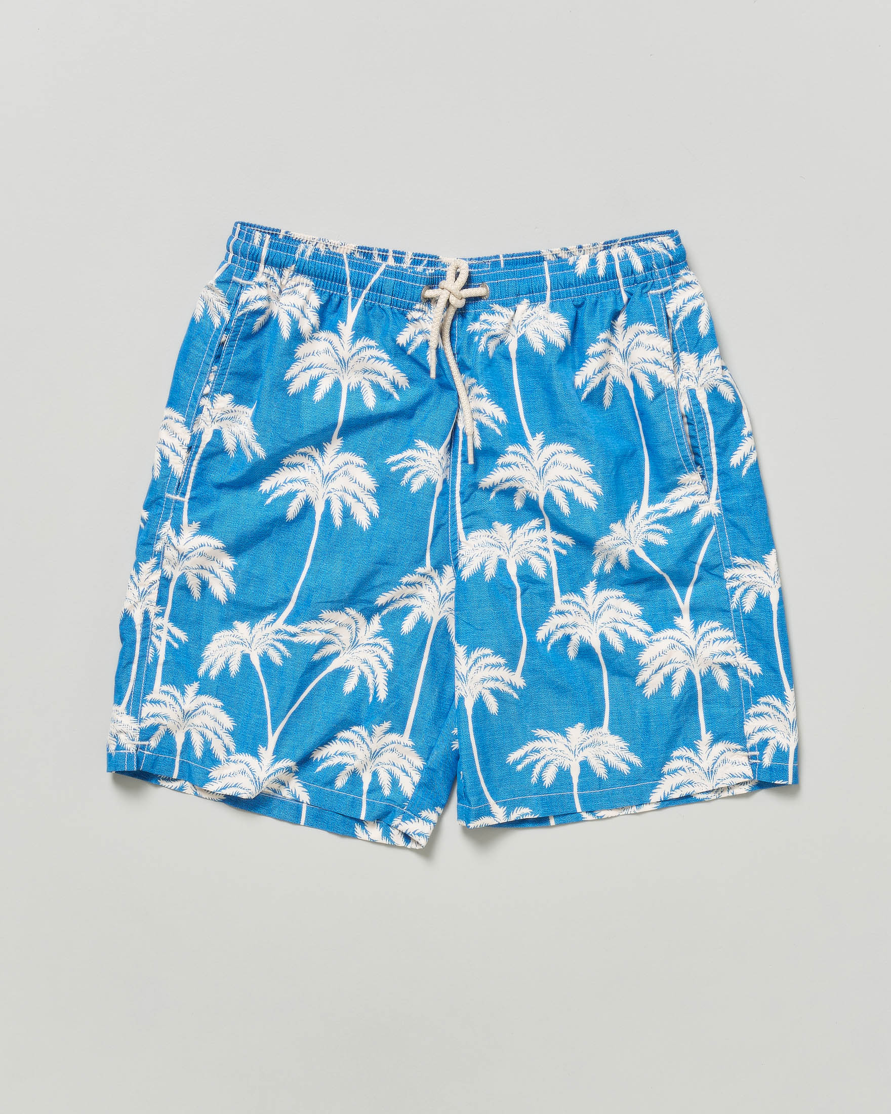 Boxer mare azzurro con stampa palme