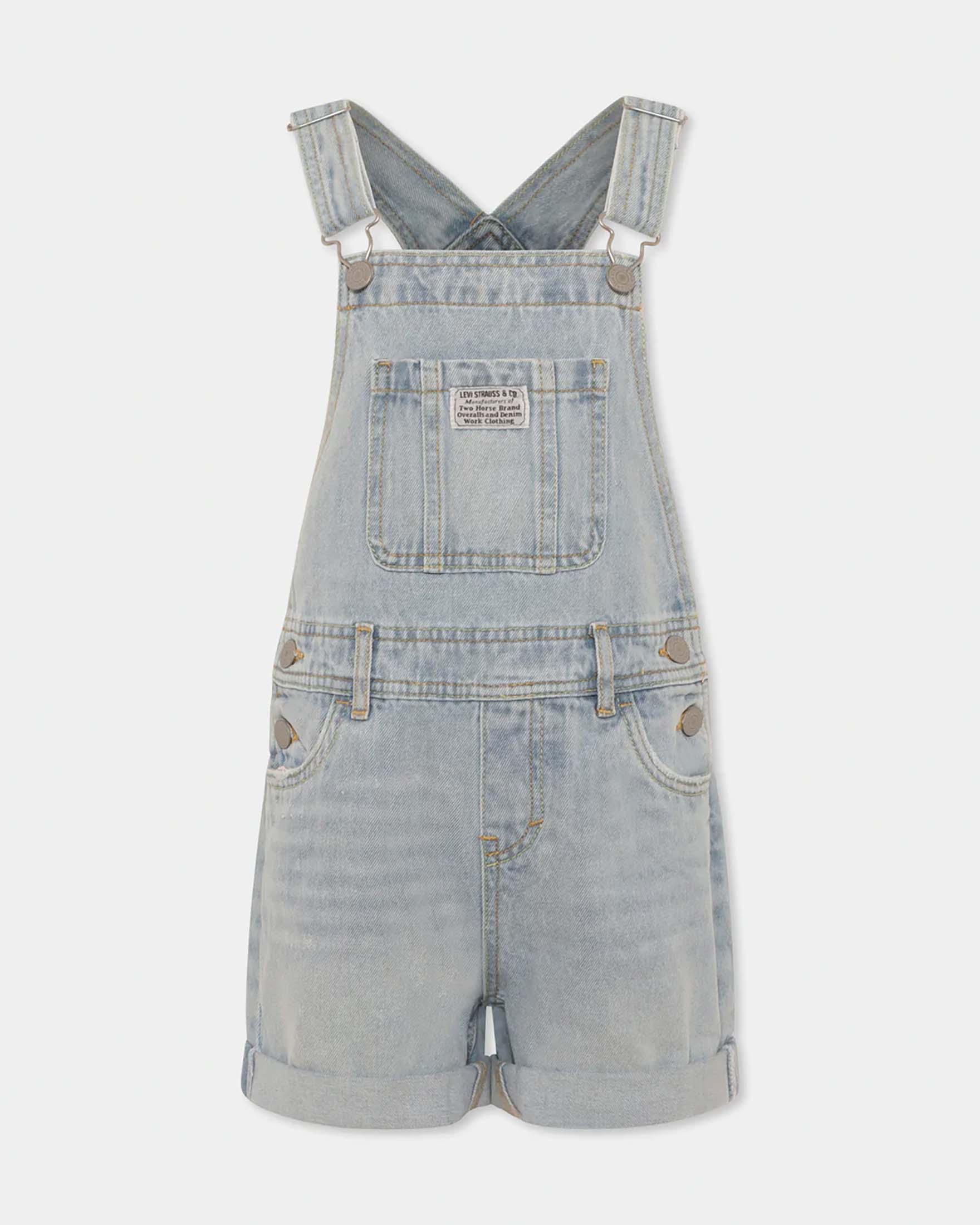 Salopette Levi's in denim di cotone a lavaggio chiaro super stone washed