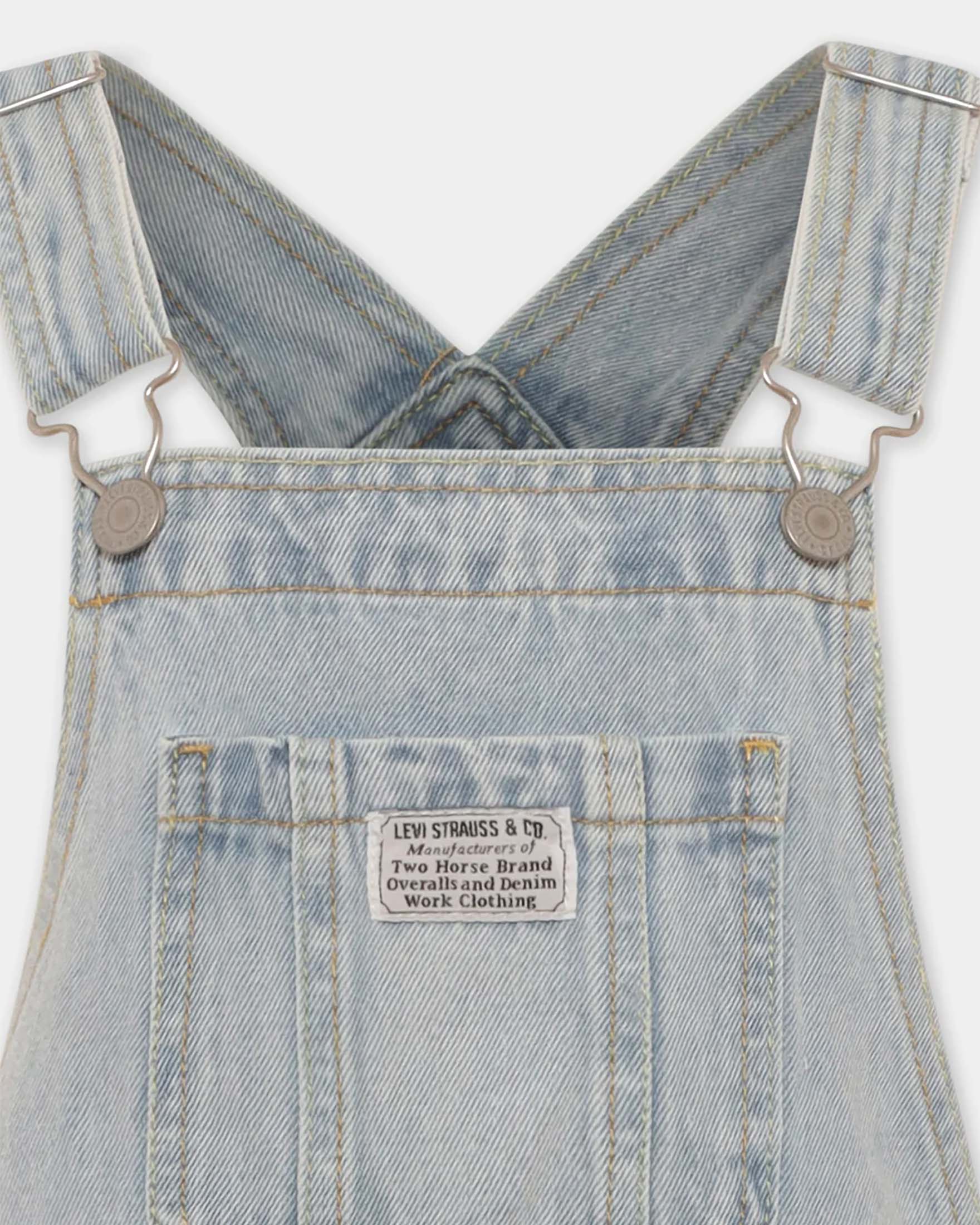 Salopette Levi's in denim di cotone a lavaggio chiaro super stone washed image