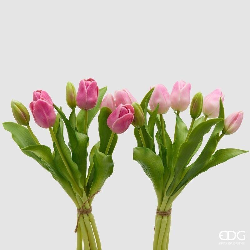 Tulipano Gommato Real Touch Mazzo x 7 Rosa 2A h.30 Edg