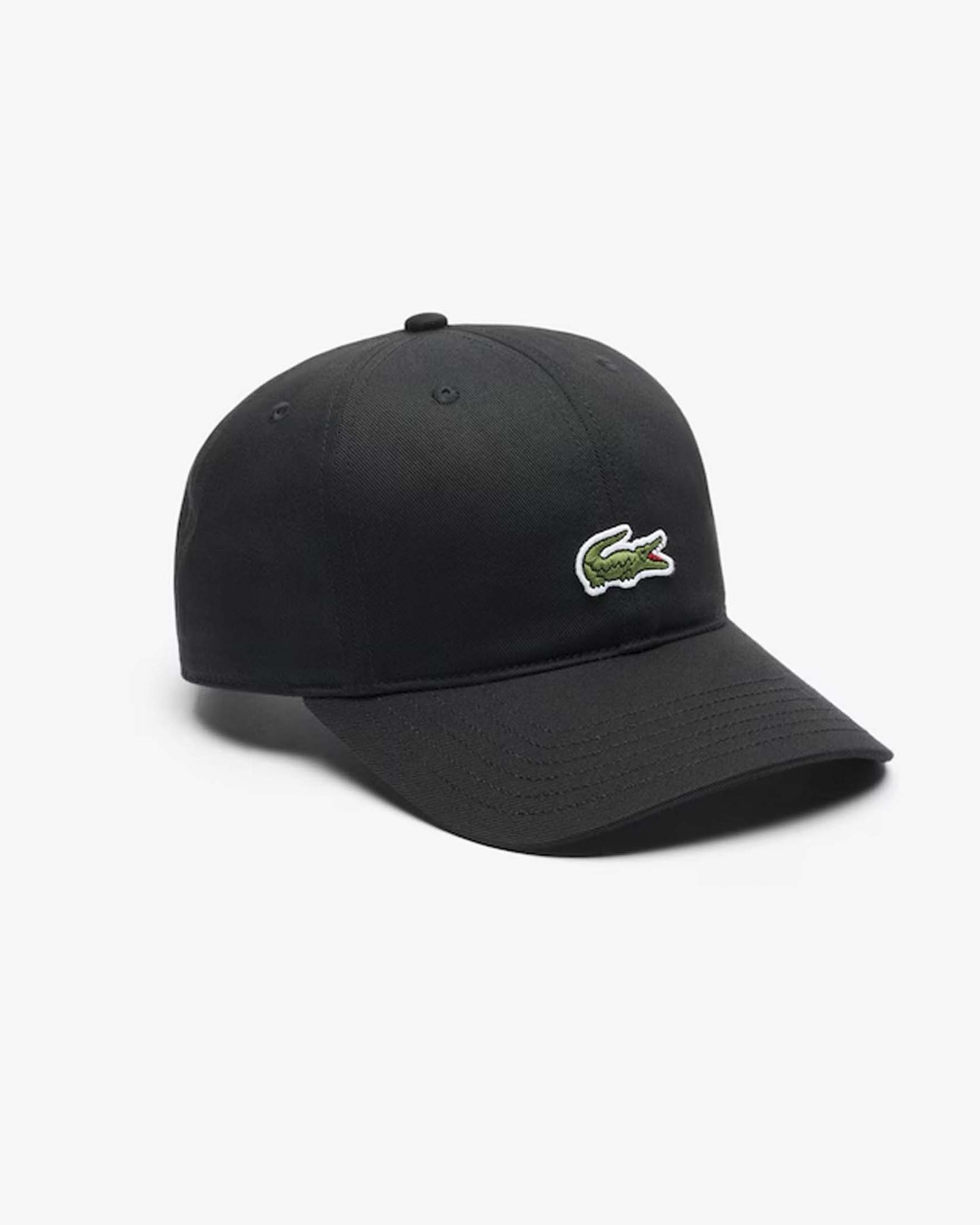 Berretto Lacoste nero in cotone con frontino e logo icon