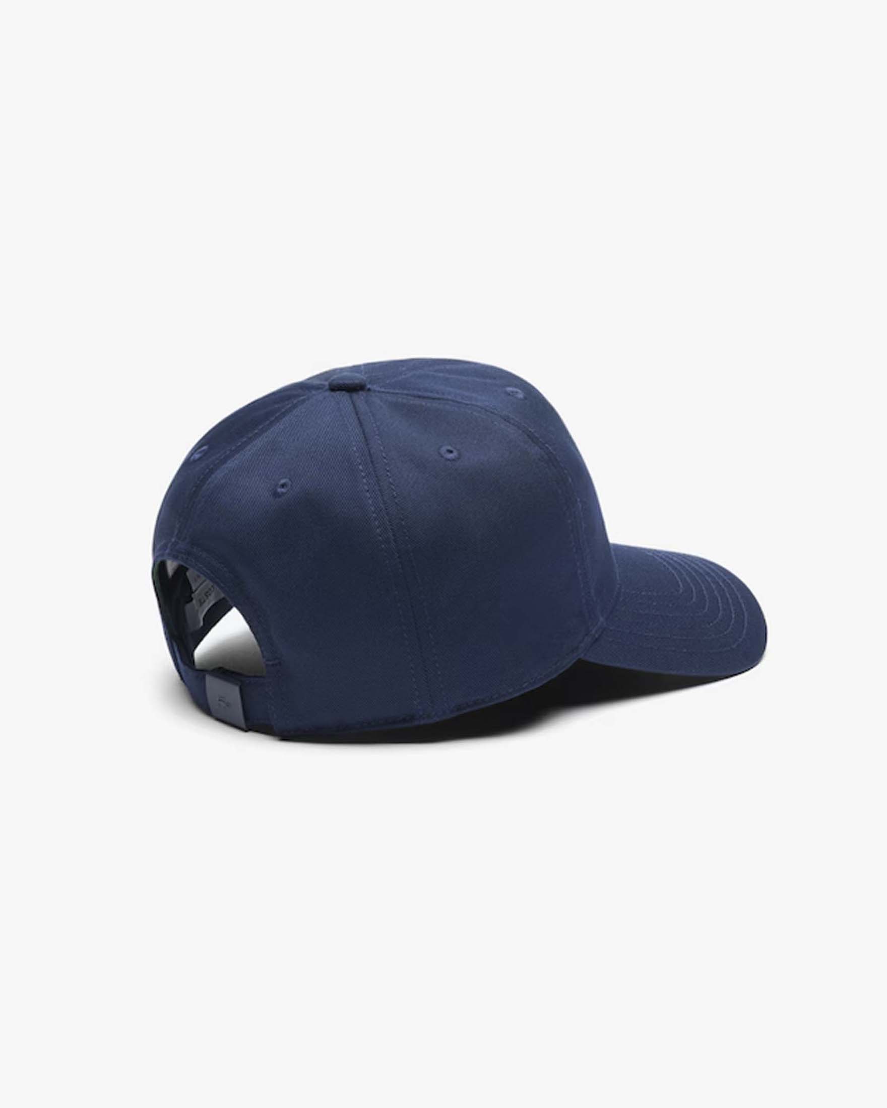 Berretto Lacoste blu in cotone con frontino e logo icon