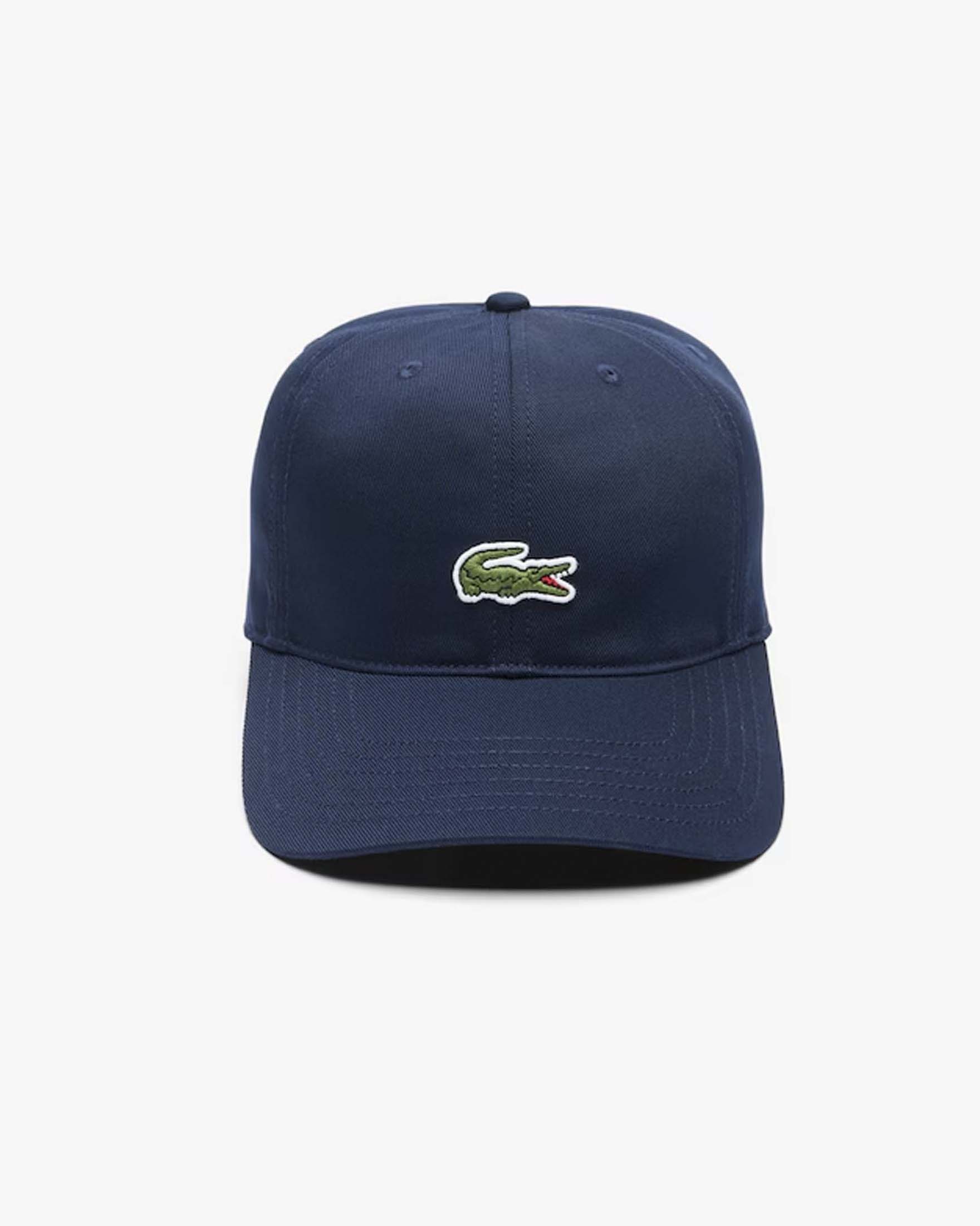 Berretto Lacoste blu in cotone con frontino e logo icon