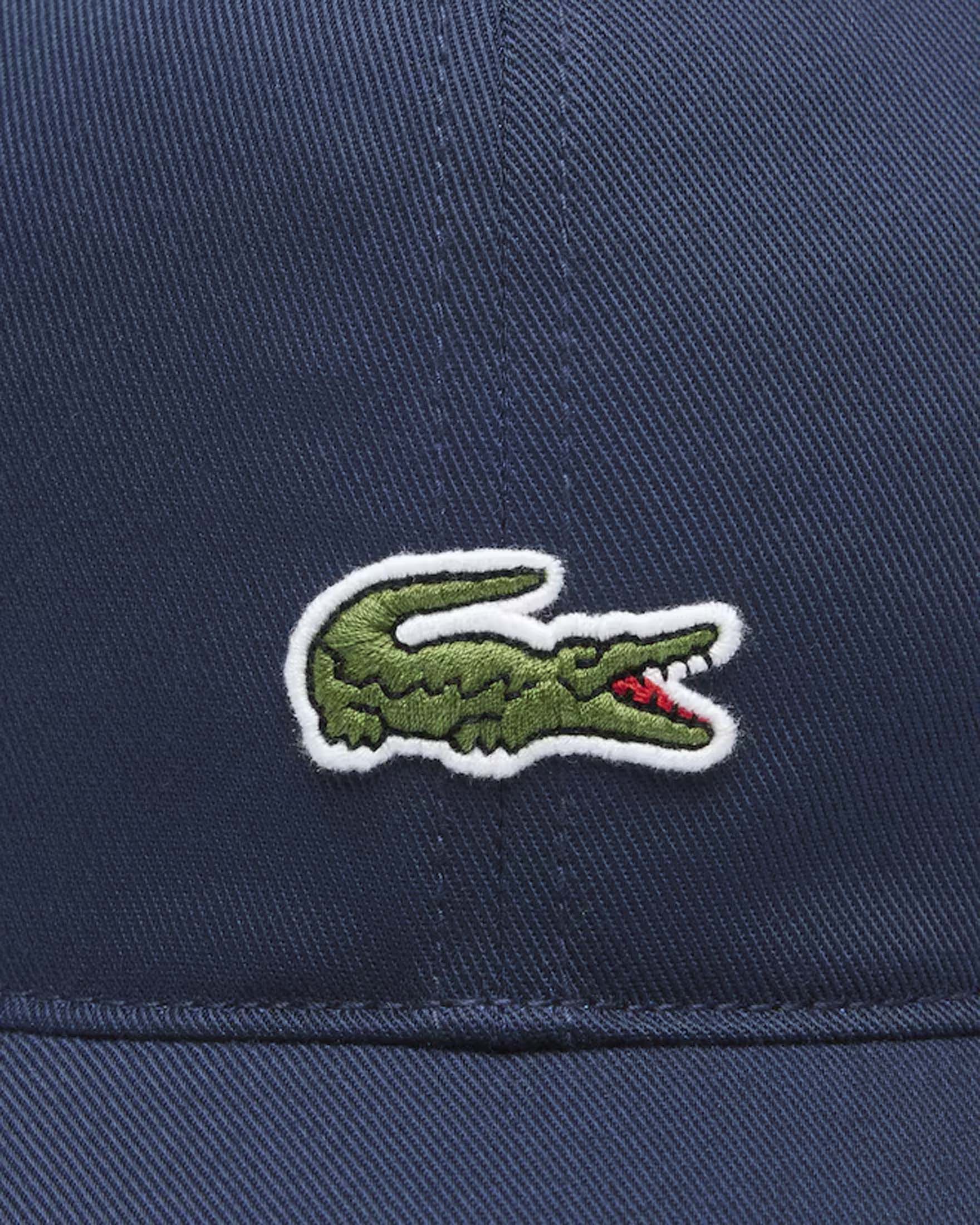 Berretto Lacoste blu in cotone con frontino e logo icon
