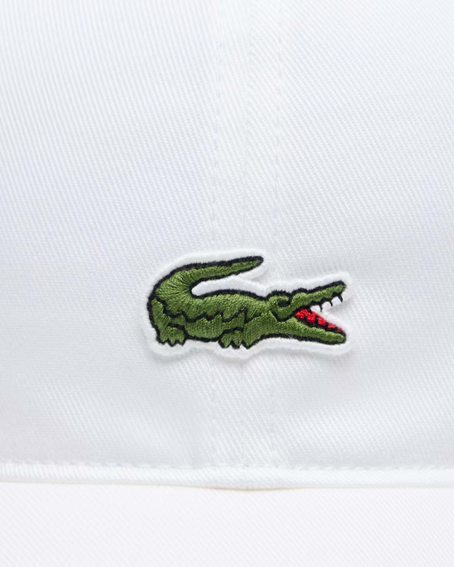 Berretto Lacoste bianco in cotone con frontino e logo icon