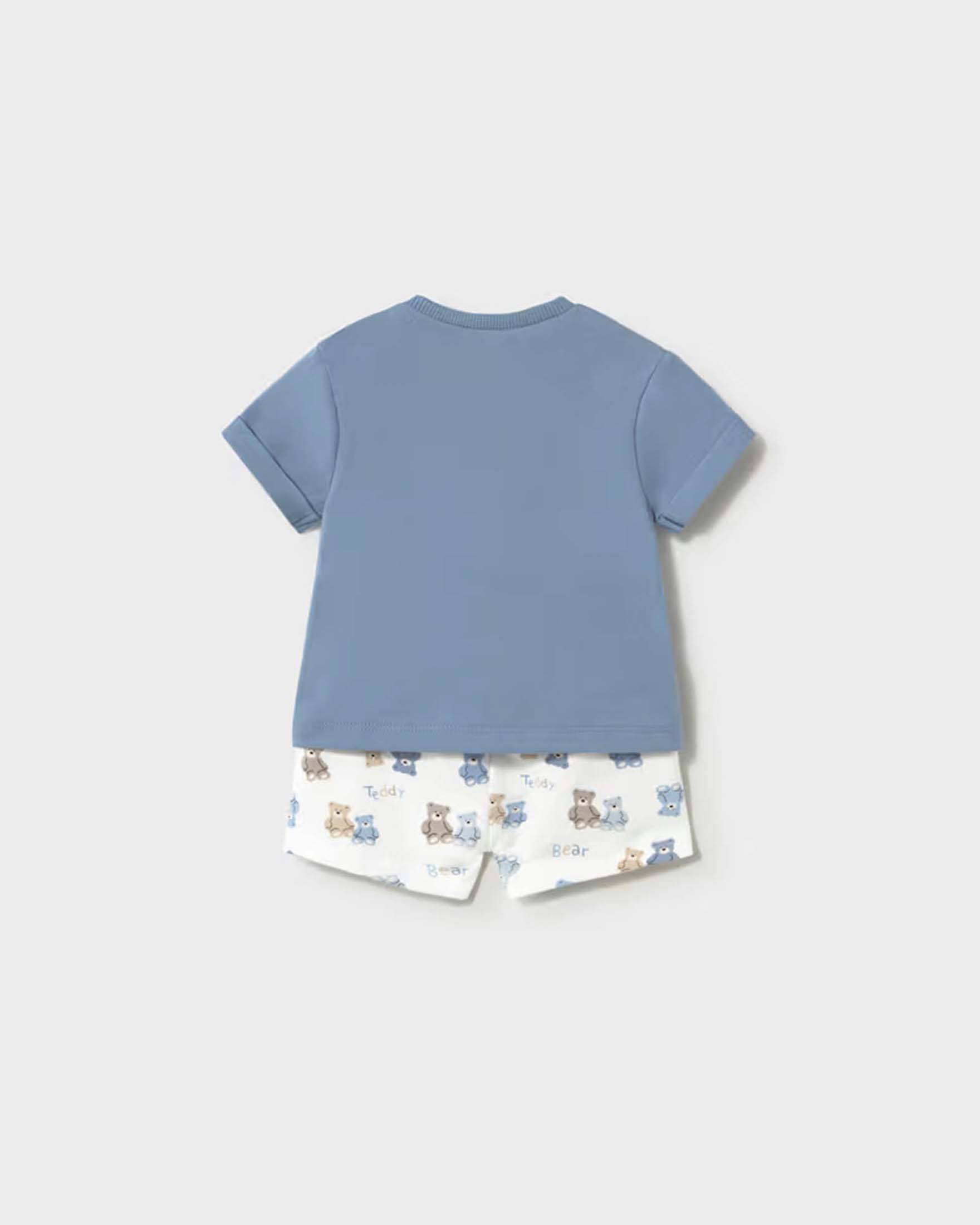 Completo t-shirt e short Mayoral celeste con orsetti
