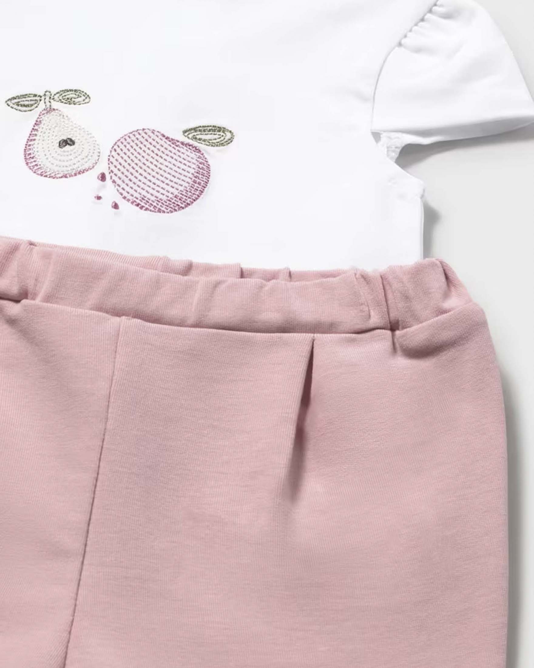 Set 3 pezzi rosa Mayoral in felpa di cotone con t-shirt bianca