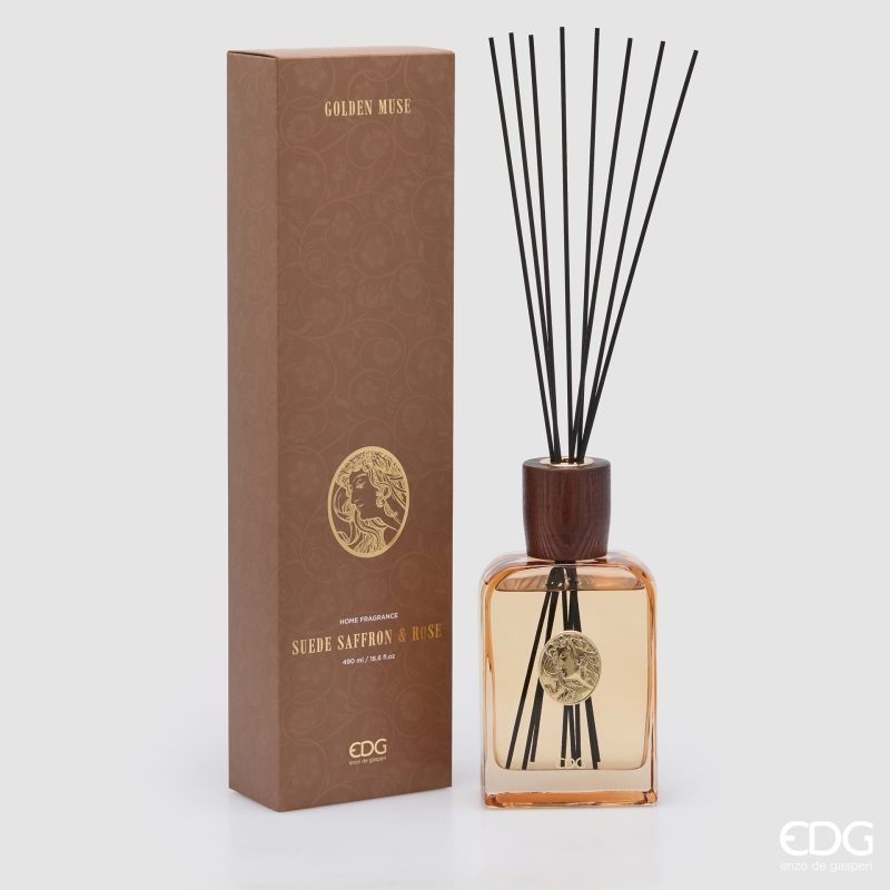 Diffusore Profumo a Bastoncini Diva Collection Suede Saffron & Rose 490 ml. Edg