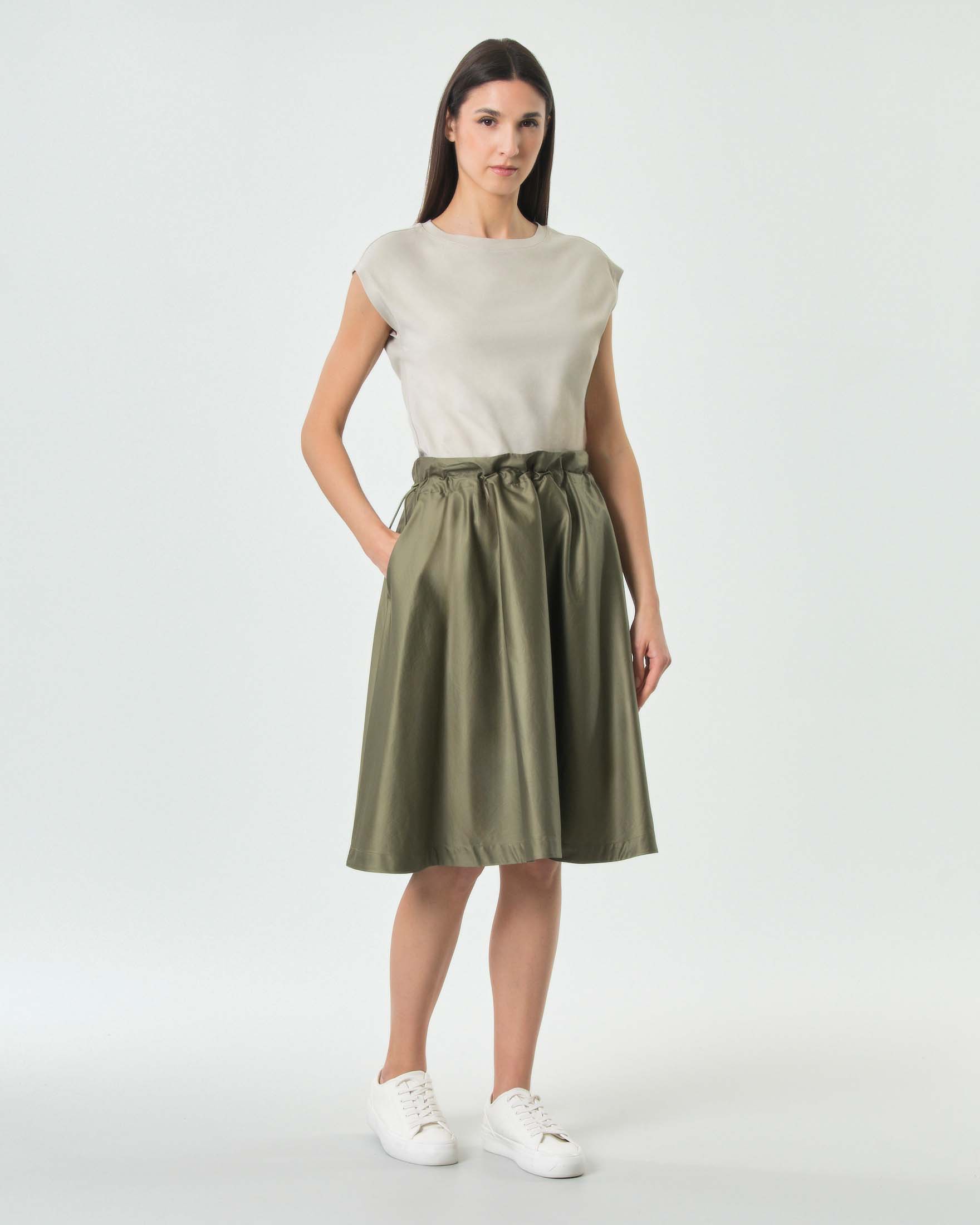 T-shirt Isobelle K-Way beige in jersey di cotone con scollo a barchetta e maniche ad aletta image