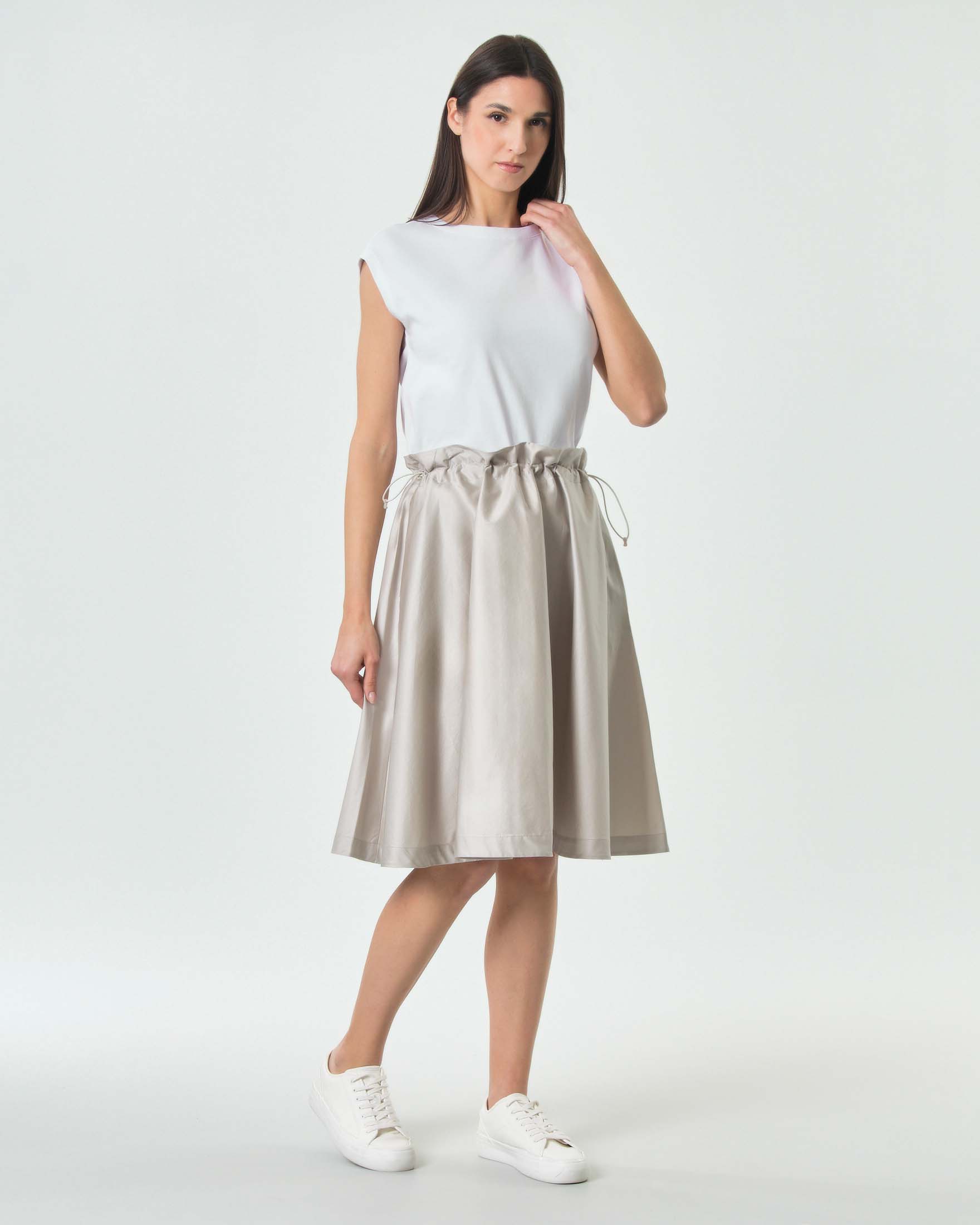 T-shirt Isobelle K-Way bianca in jersey di cotone con scollo a barchetta e maniche ad aletta image