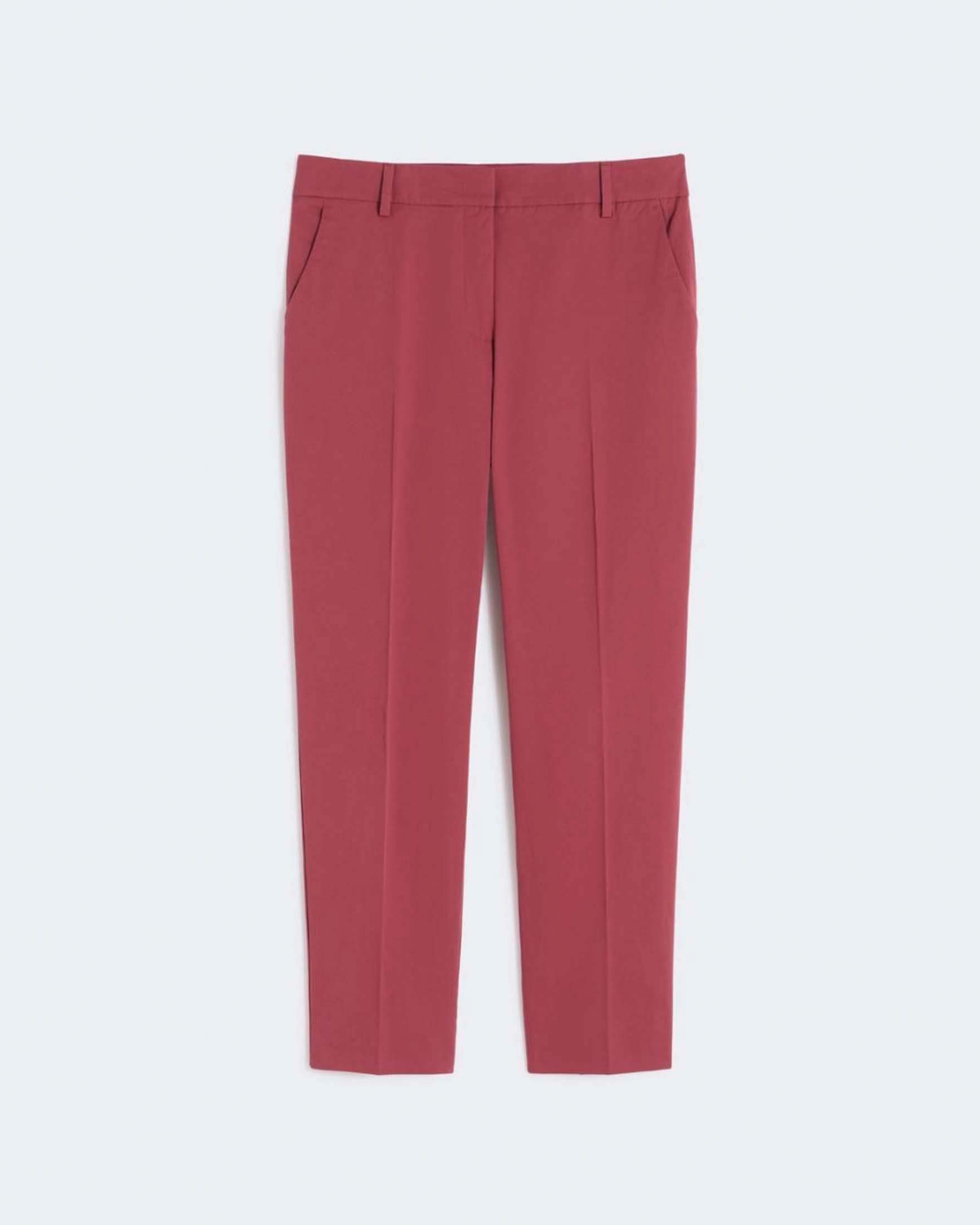 Pantaloni slim fit cropped Weekend Max Mara rubino in gabardina di cotone stretch