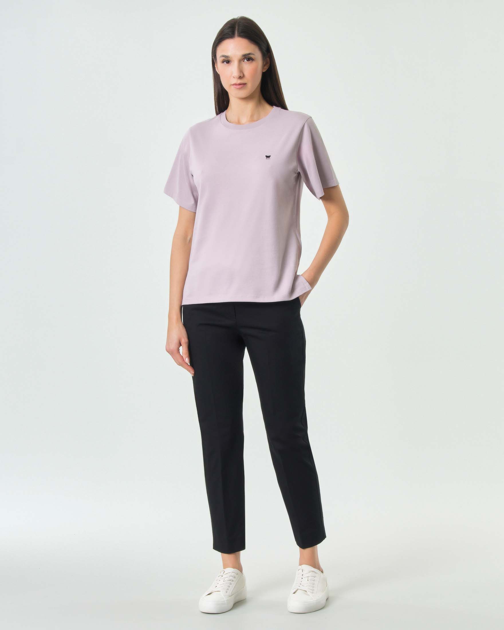 Pantaloni slim fit cropped Weekend Max Mara neri in gabardina di cotone stretch