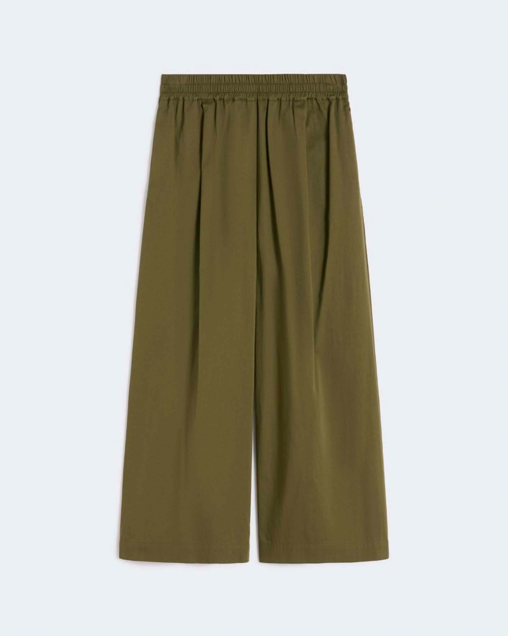 Weekend Max Mara — Pantaloni cropped Weekend Max Mara militare in rasetto di cotone con vita elasticizzata e tasche