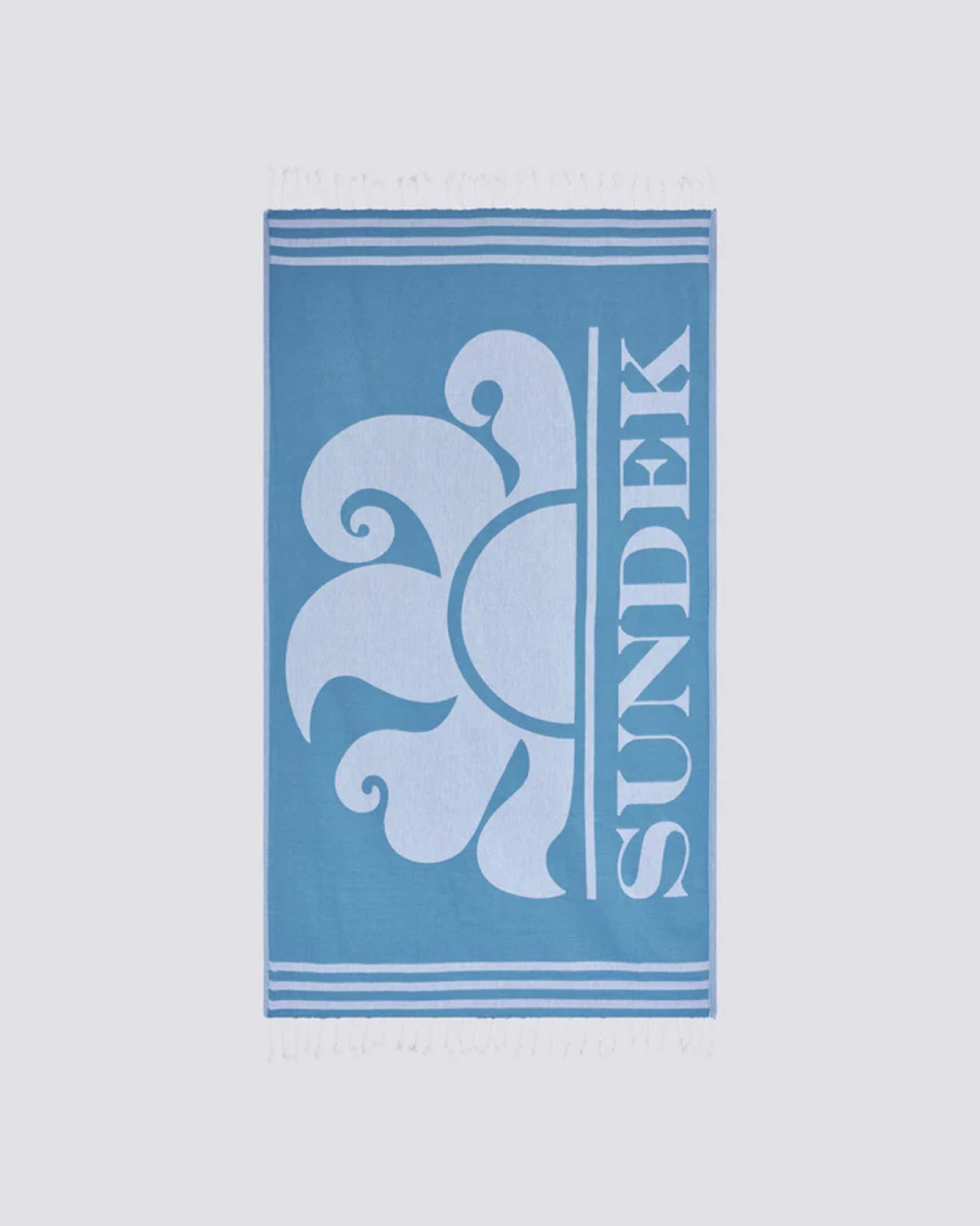 Telo mare fouta Sundek celeste in spugna leggera con logo jacquard