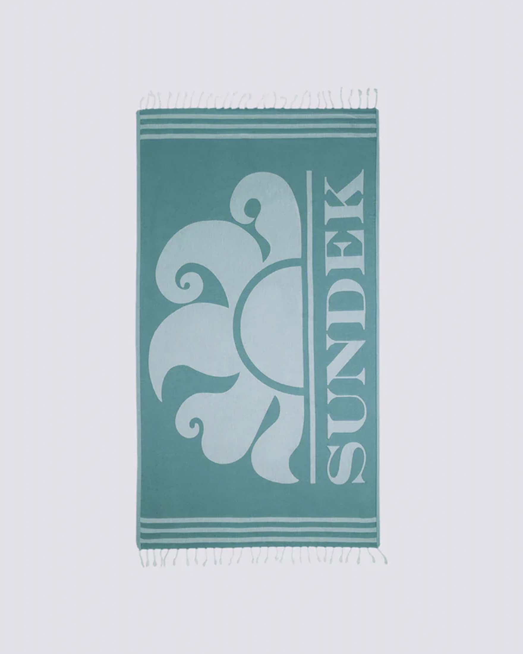 Telo mare fouta Sundek ottanio in spugna leggera con logo jacquard