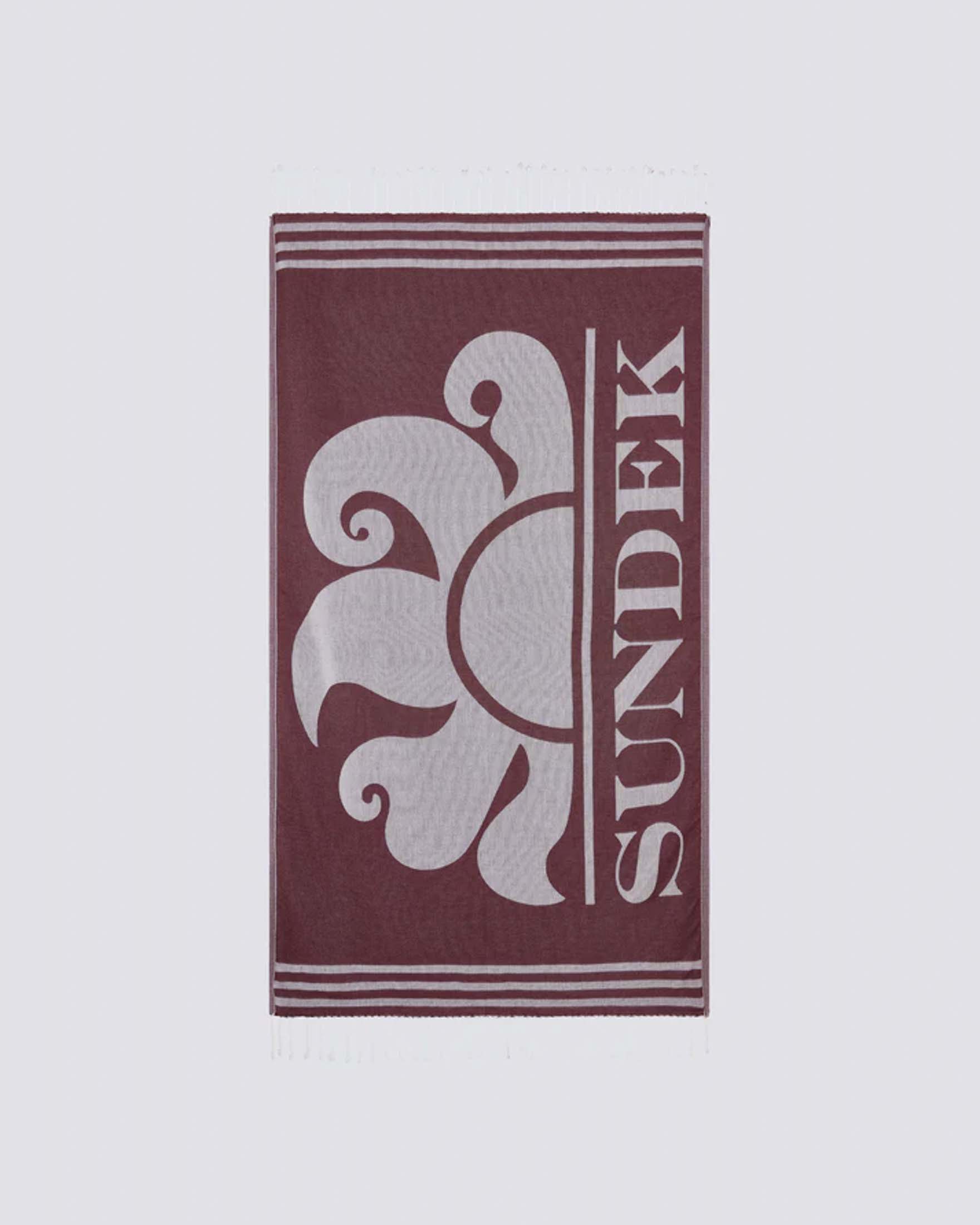 Telo mare fouta Sundek bordeaux in spugna leggera con logo jacquard