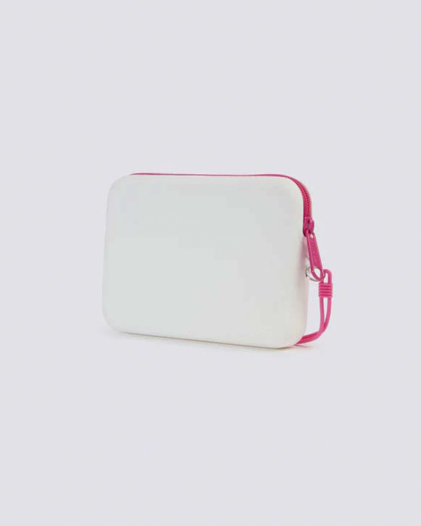 Mini pochette Sundek bianca in gomma con zip e logo a contrato di colore image