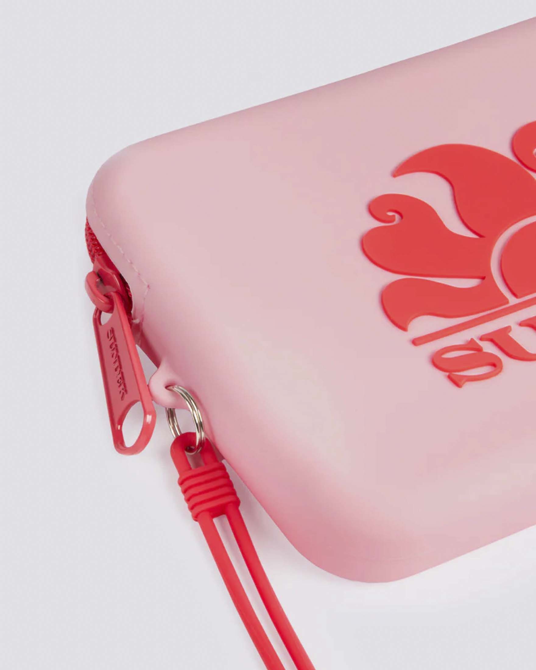 Mini pochette Sundek rosa in gomma con zip e logo a contrato di colore image