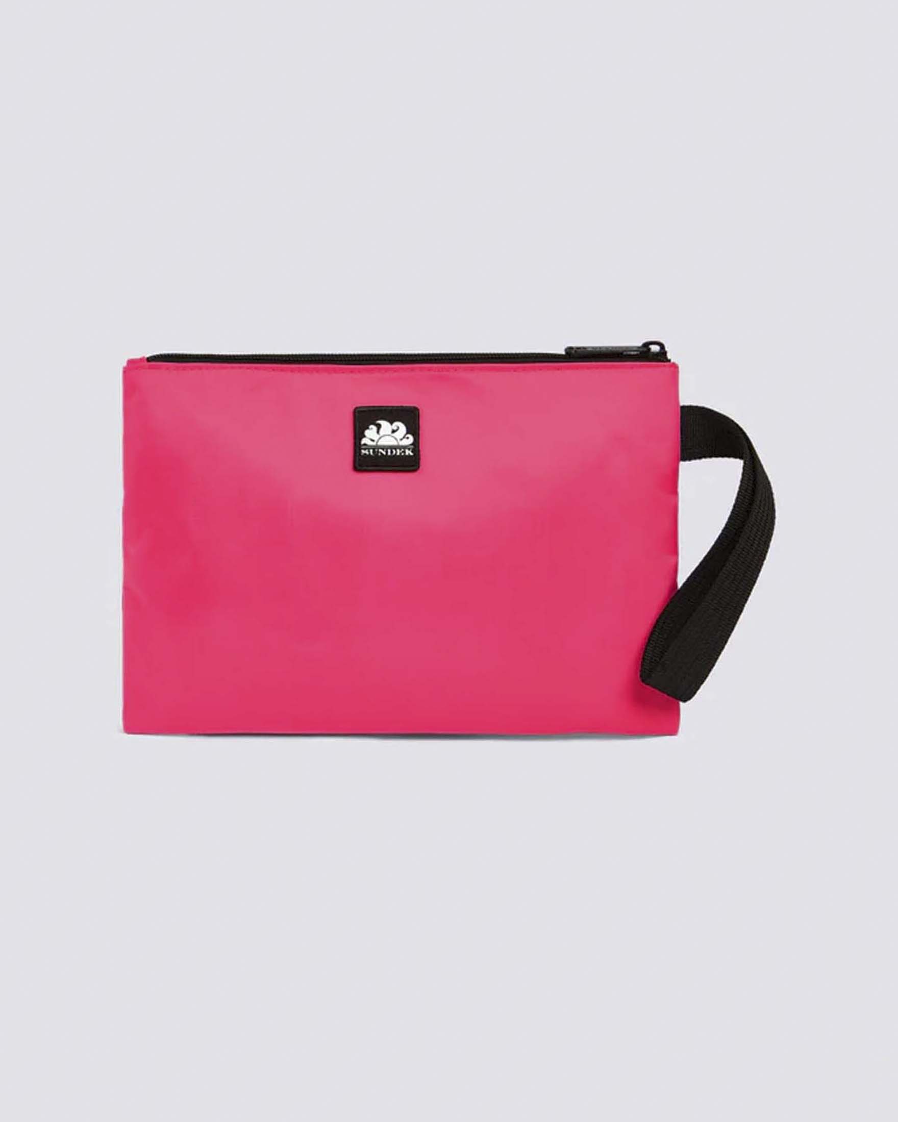 Mini busta Sundek in gomma rigida fucsia con zip e asola passamano a contrasto