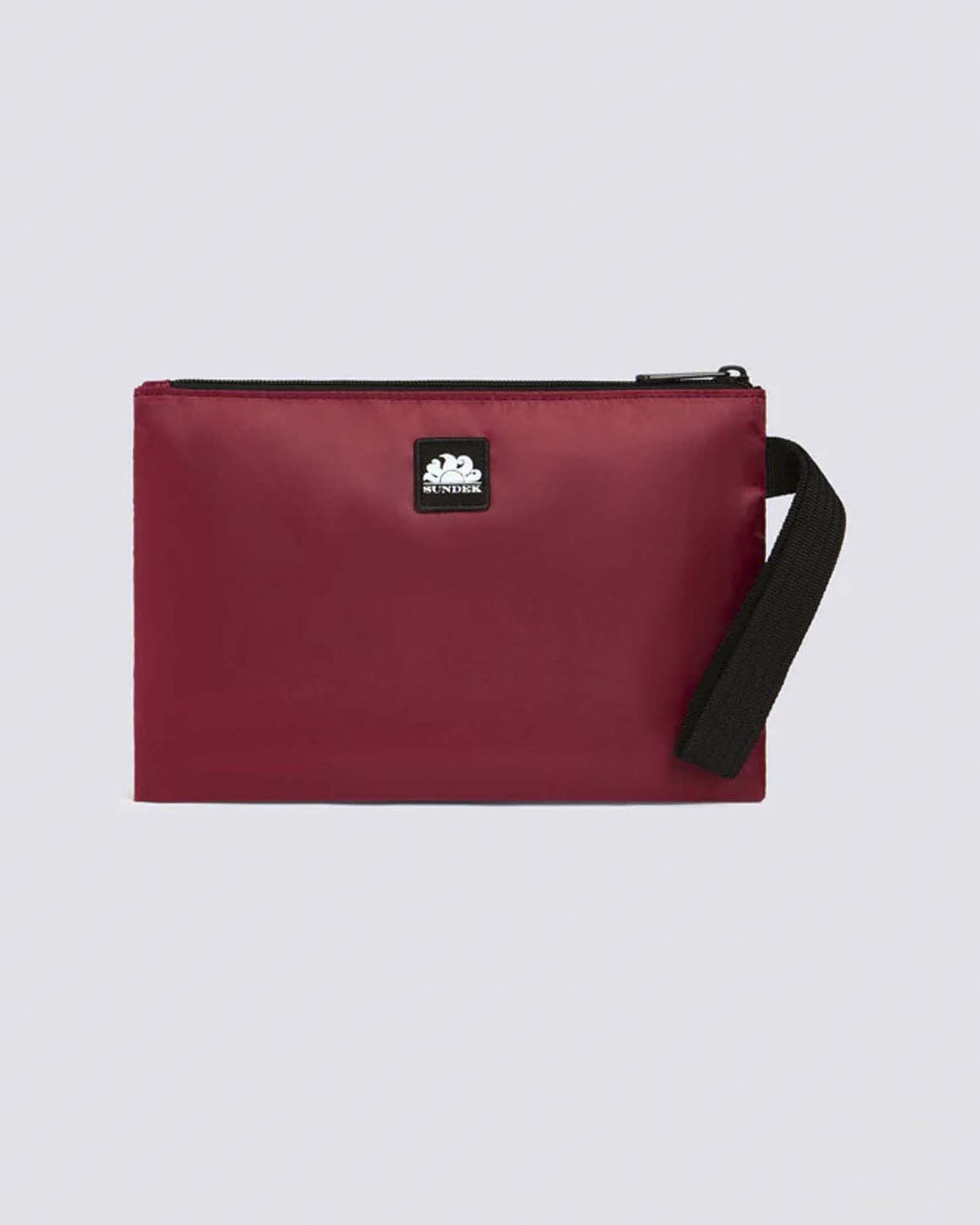 Mini busta Sundek in gomma rigida bordeaux con zip e asola passamano a contrasto