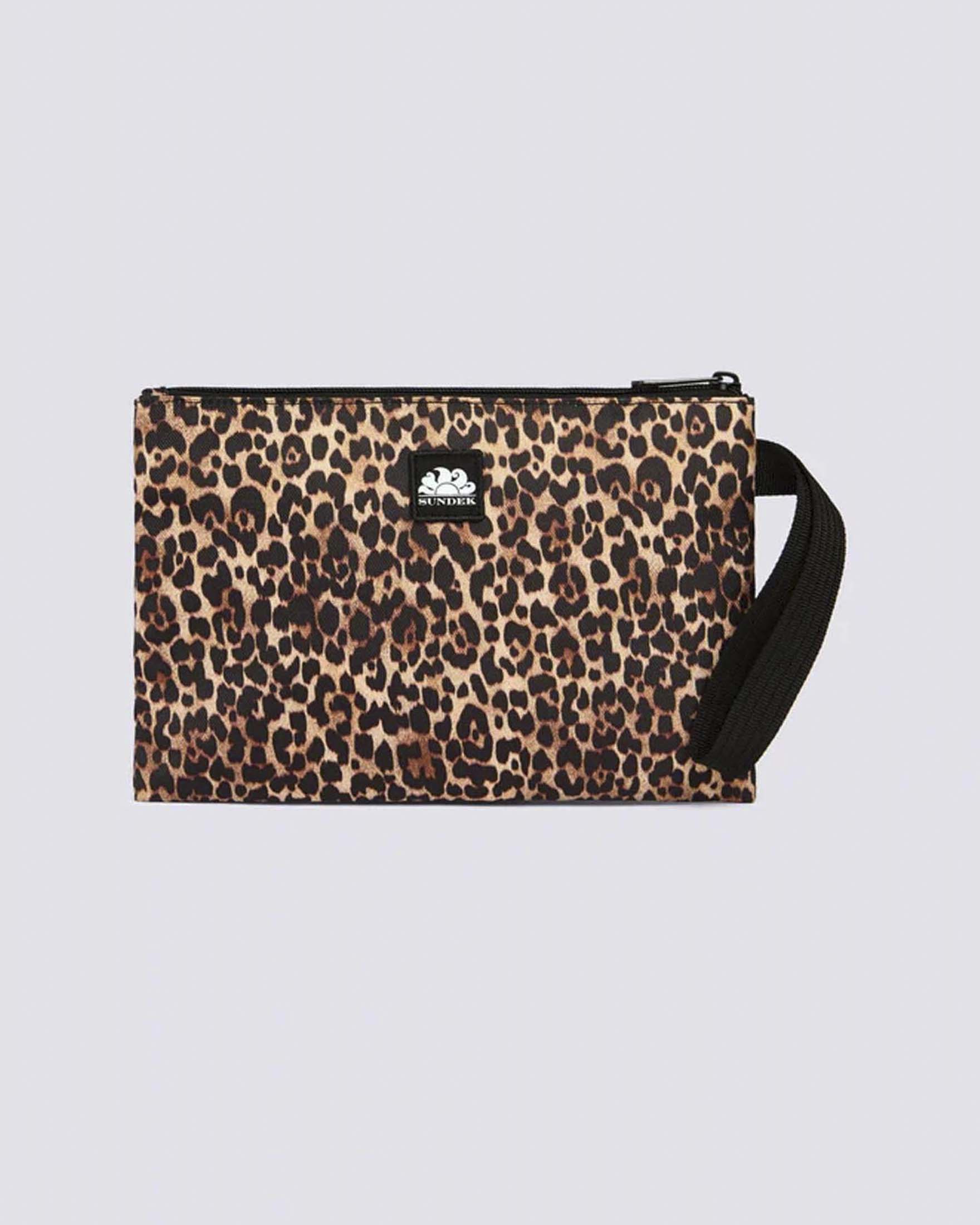 Mini busta Sundek in gomma rigida stampa animalier con zip e asola passamano a contrasto