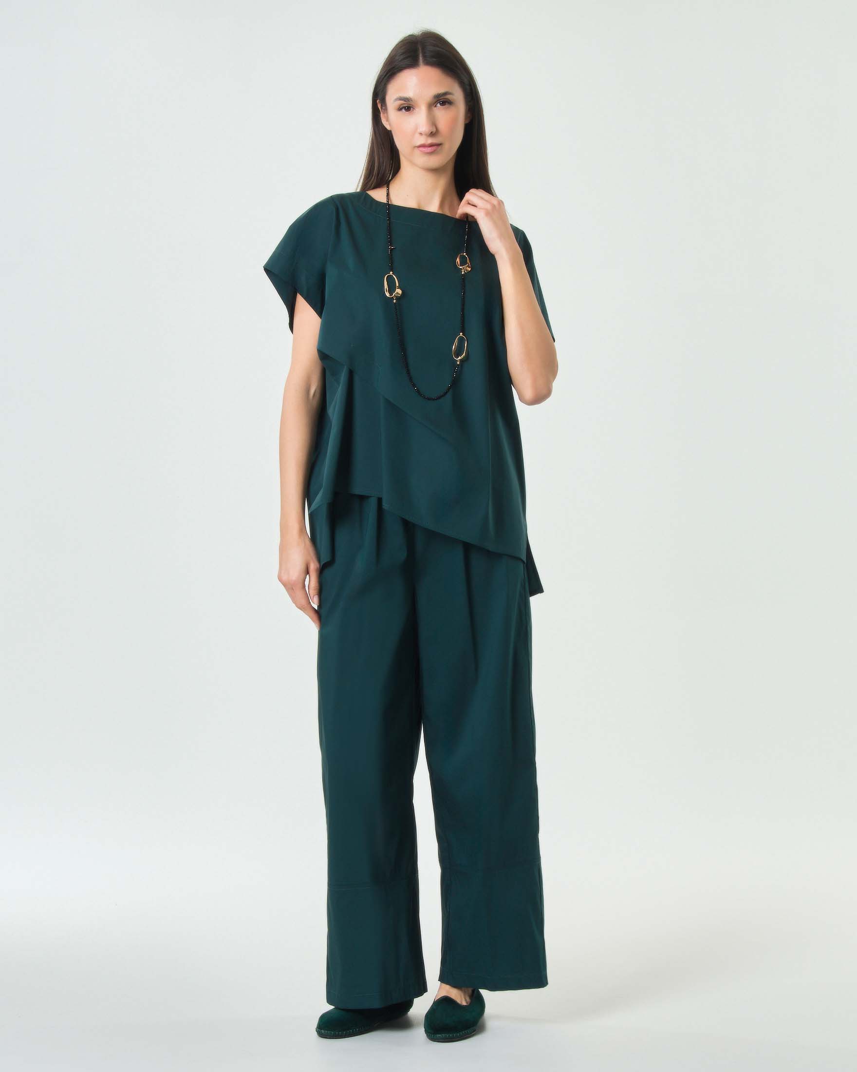 Blusa verde Jurerê in popeline di cotone con maniche ad aletta image