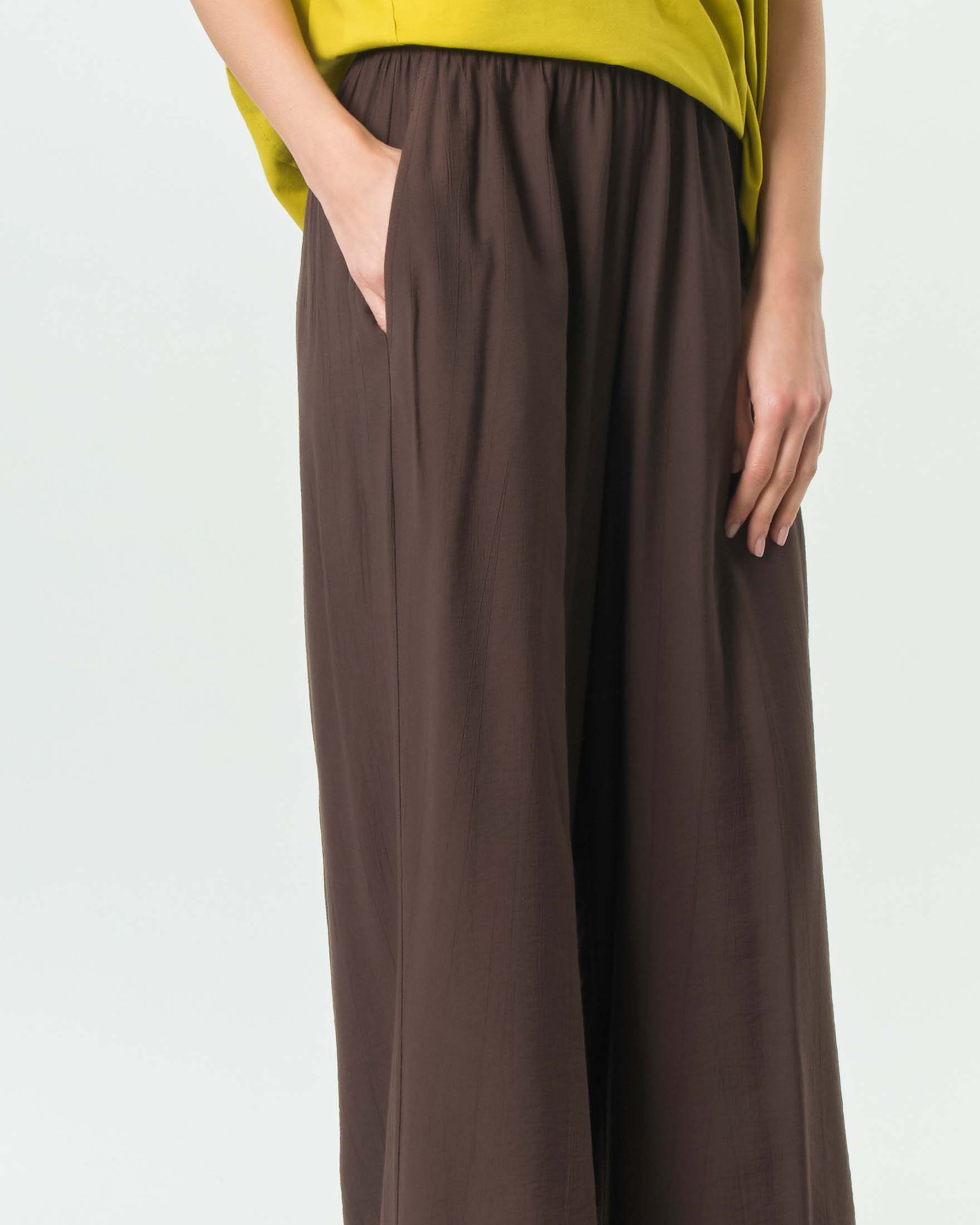 Pantaloni wide Jurerê color moro in morbida viscosa con elastico in vita image