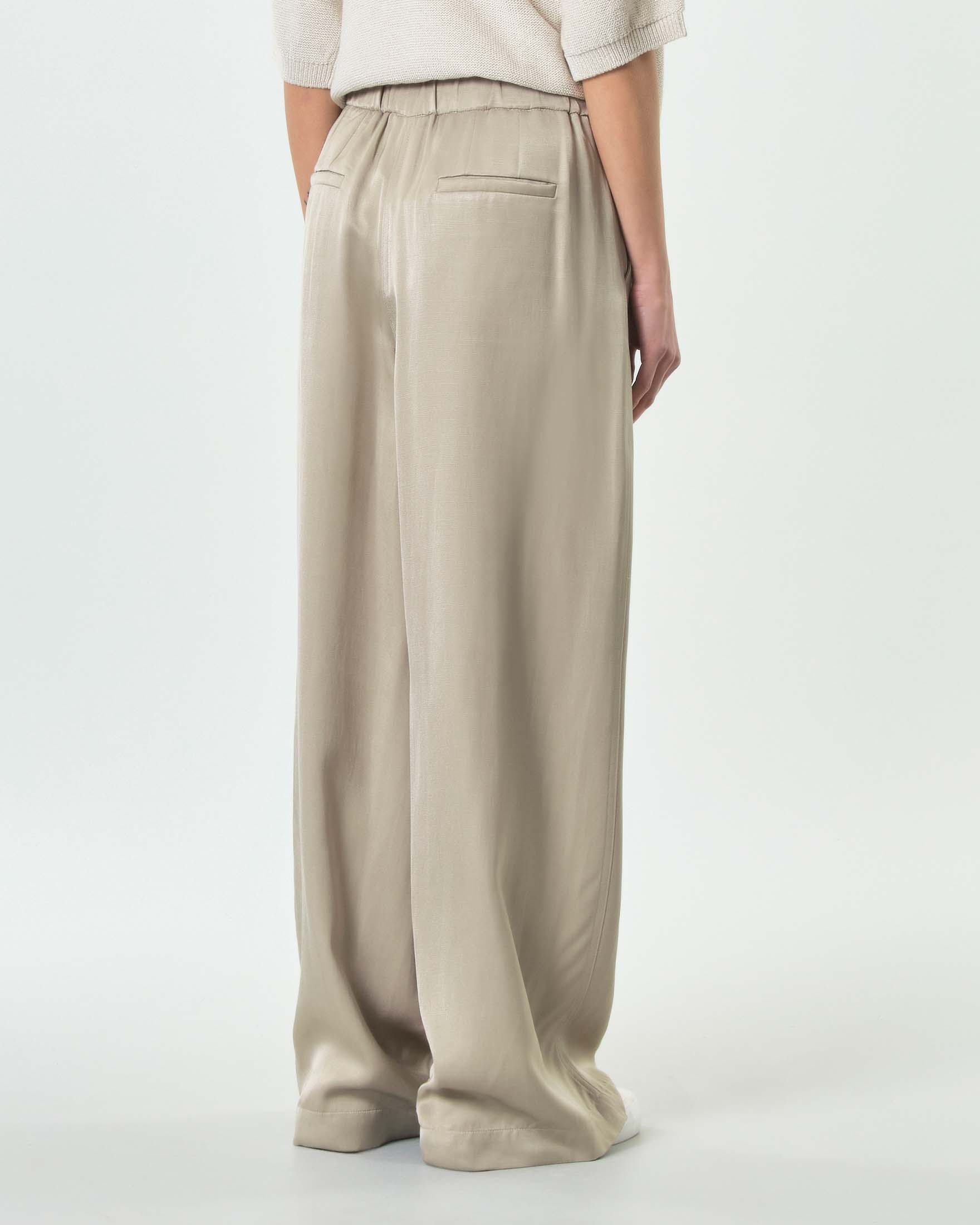 Pantaloni palazzo Marella grigi in gabardine di misto viscosa