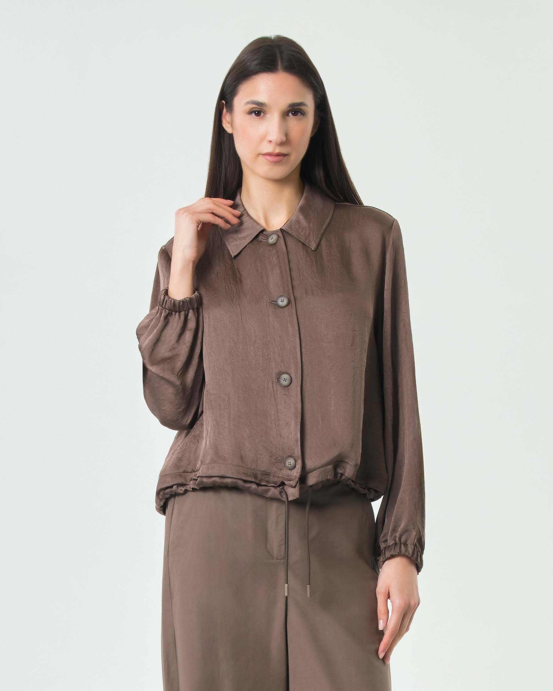 Shacket color moro Marella Monochrome regolabile in vita con coulisse