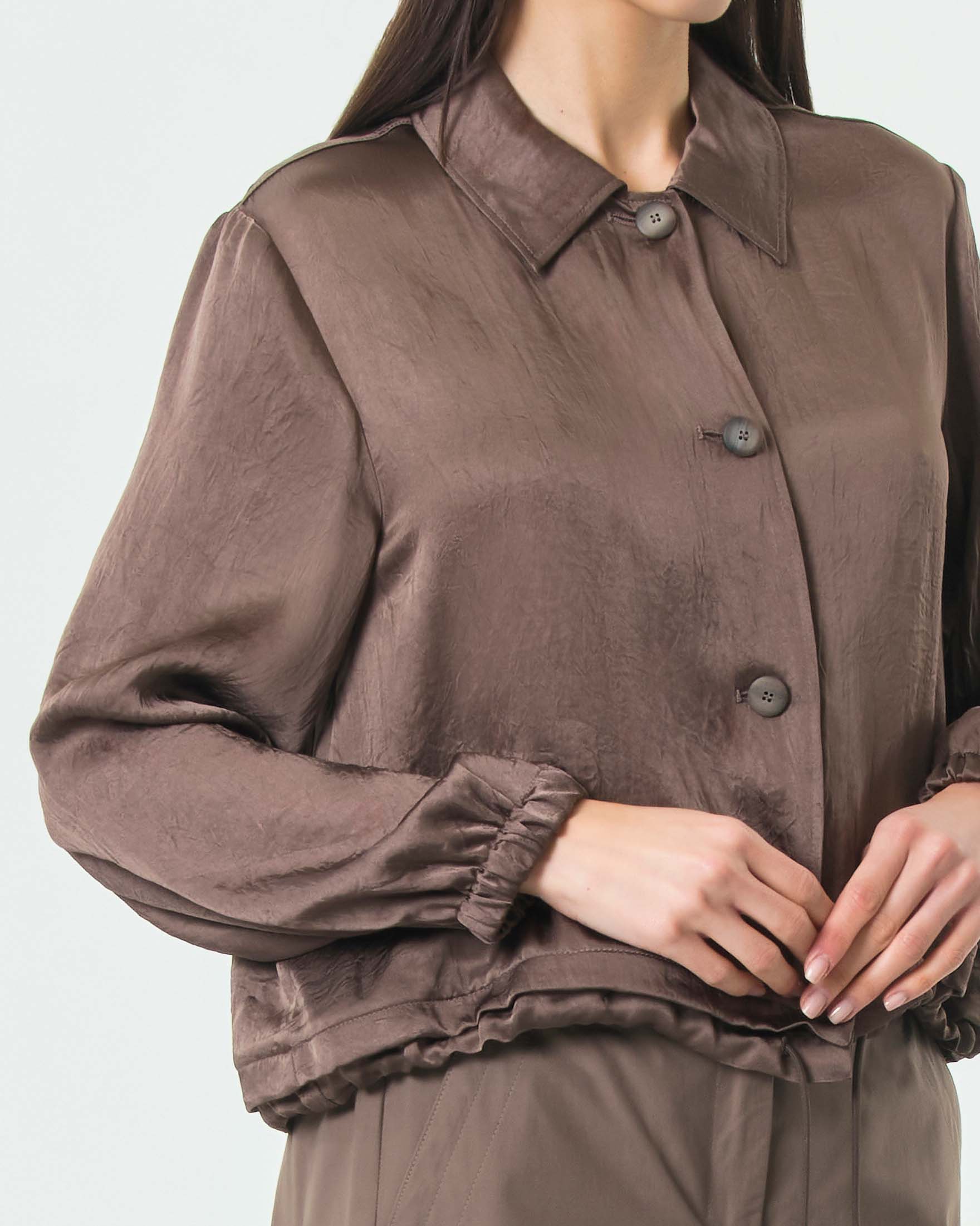 Shacket color moro Marella Monochrome regolabile in vita con coulisse