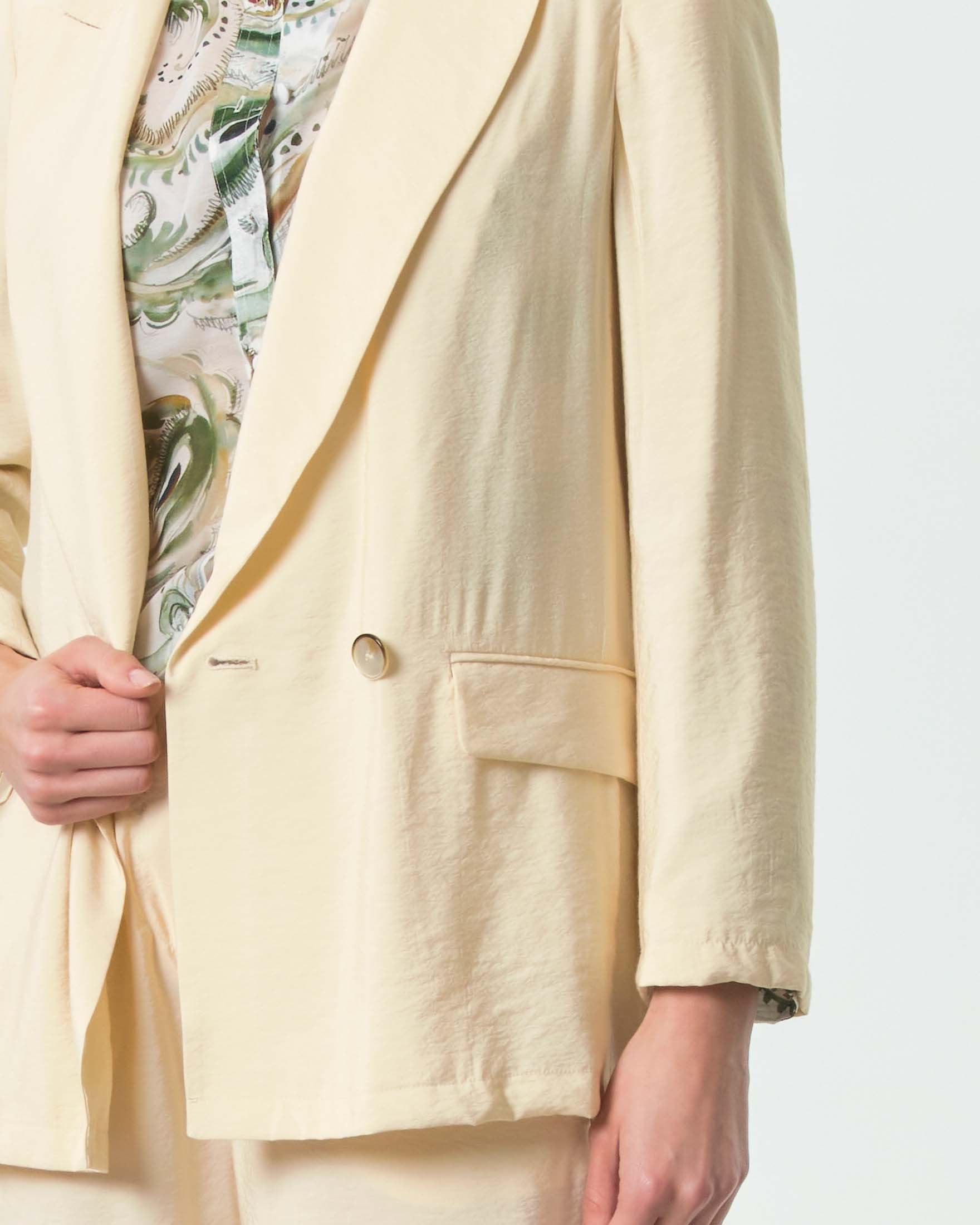 Blazer doppiopetto Marella Sport color vaniglia in misto viscosa fluida