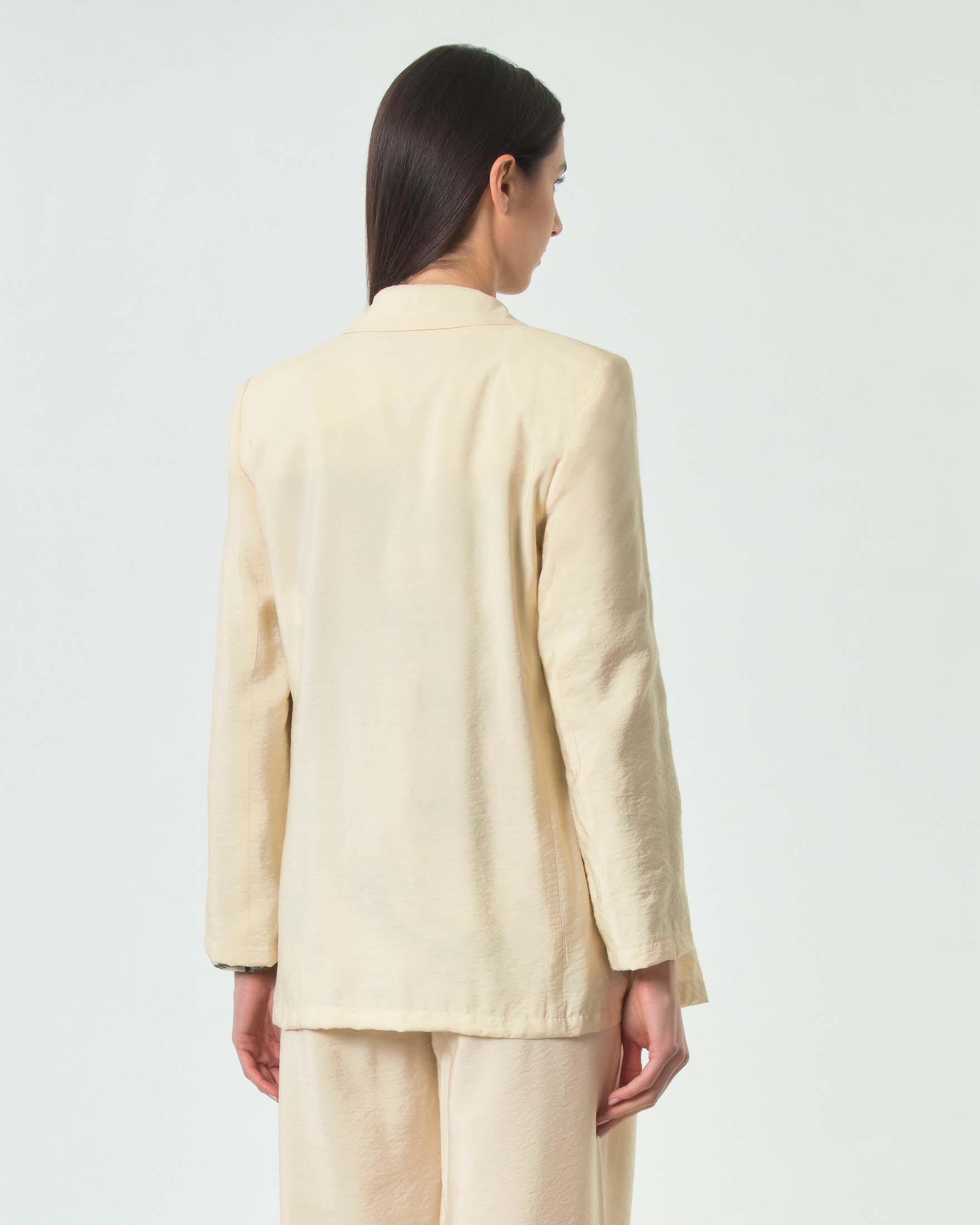 Blazer doppiopetto Marella Sport color vaniglia in misto viscosa fluida