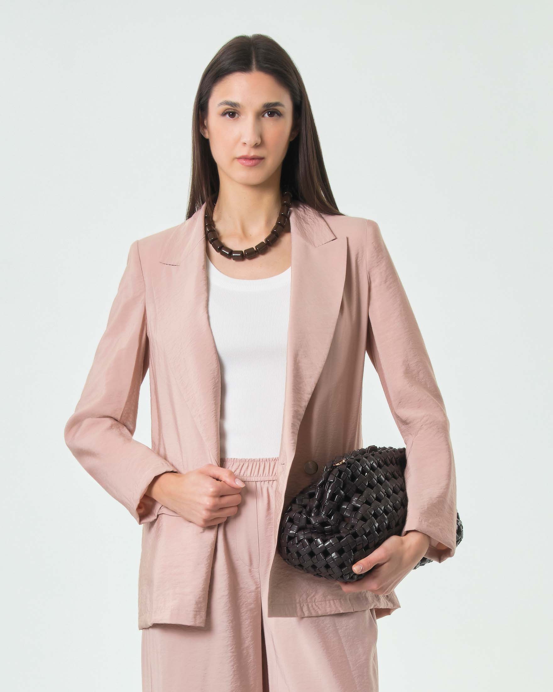 Blazer doppiopetto Marella Sport color cipria in misto viscosa fluida