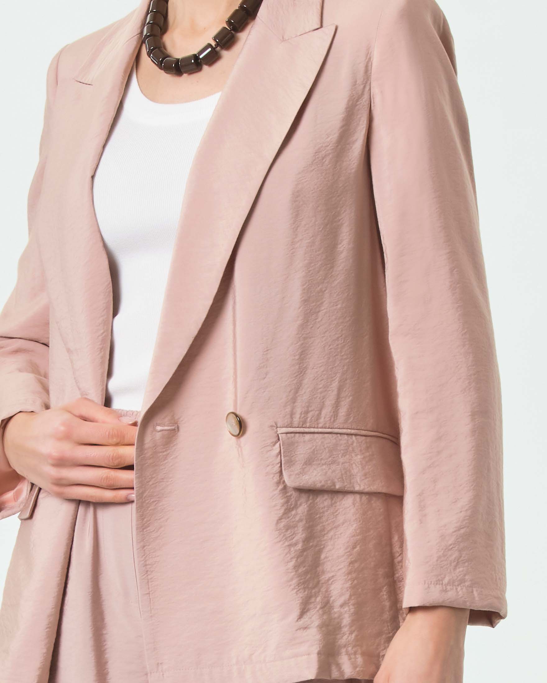 Blazer doppiopetto Marella Sport color cipria in misto viscosa fluida image