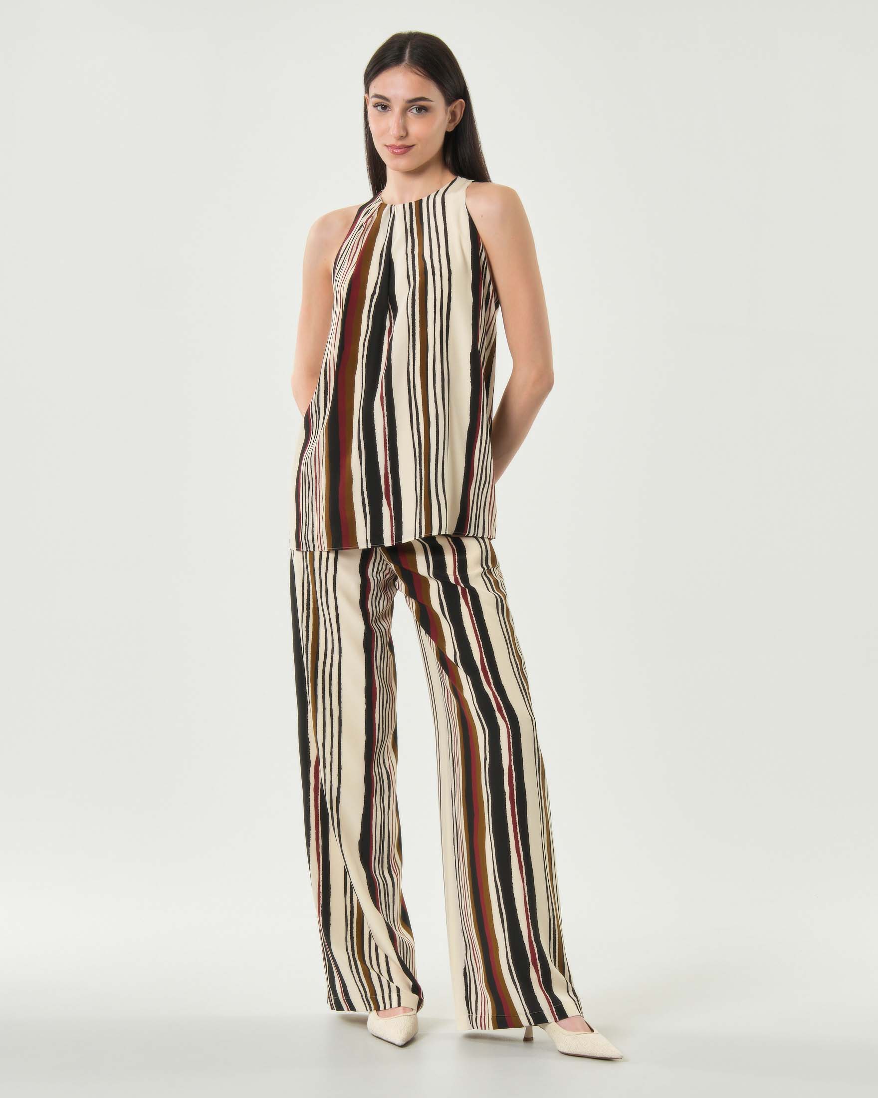 Top avorio a righe Max Mara Studio in crêpe de Chine di pura seta image