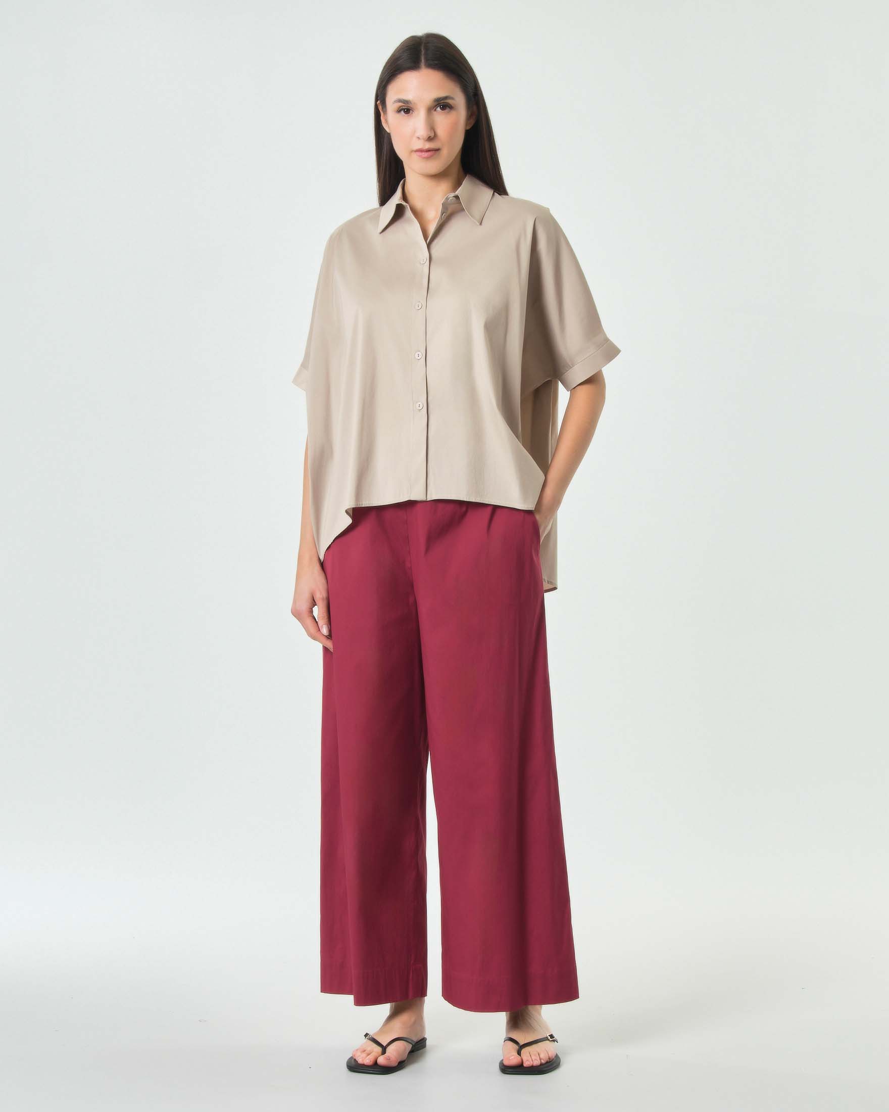 Camicia oversize Max Mara Beachwear sabbia in popeline di cotone con le maniche corte image