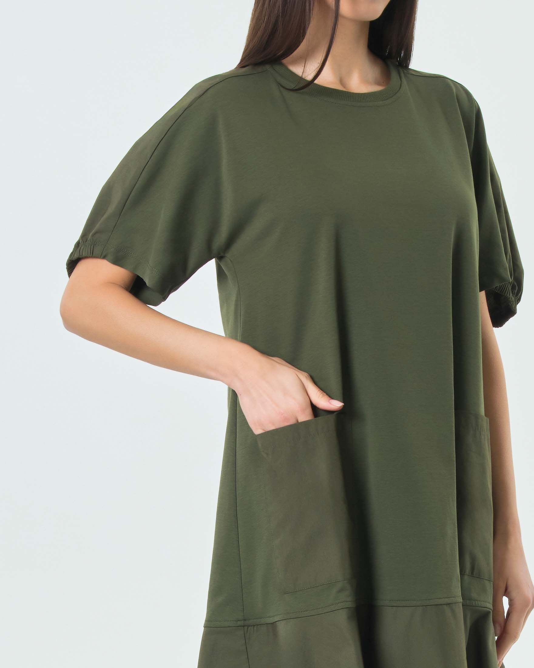Abito corto verde MM Max Mara a mezze maniche con balza sul fondo image