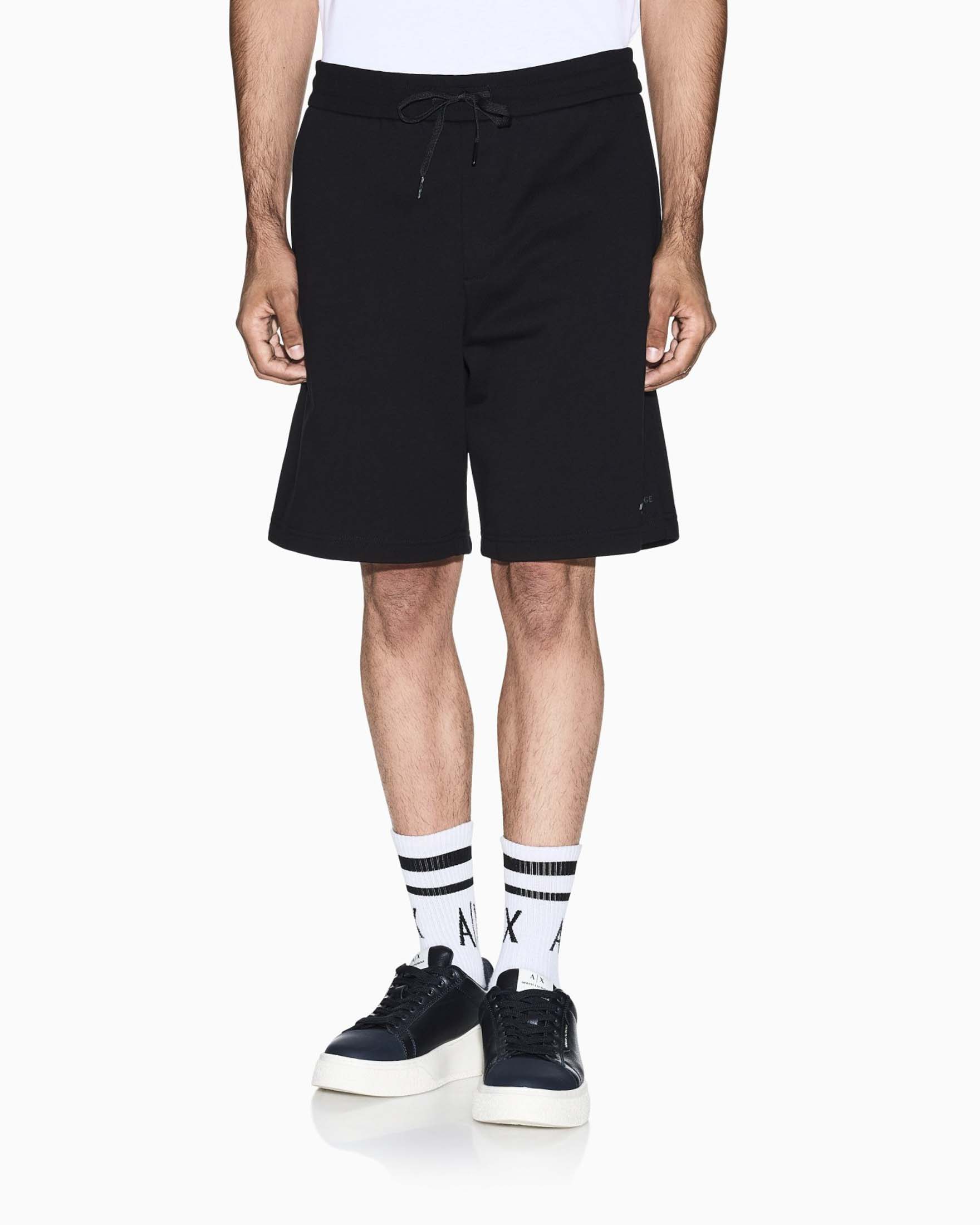 Bermuda nero Armani Exchange in felpa di cotone image